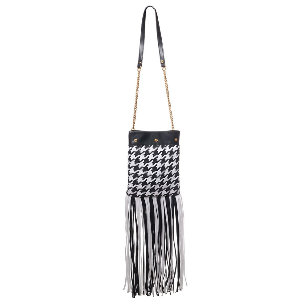 Versace Black And White Leather And Textile Shoulder Bag Curated Luxury Accessories by Orvyn