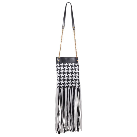Versace Black And White Leather And Textile Shoulder Bag Curated Luxury Accessories by Orvyn
