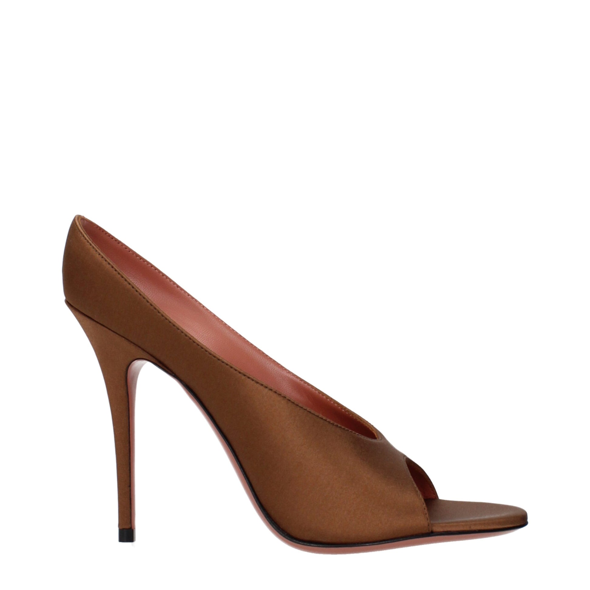 Amina Muaddi Brown Satin High Heel Pumps Curated Luxury Accessories by Orvyn