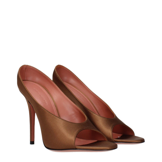 Amina Muaddi Brown Satin High Heel Pumps Curated Luxury Accessories by Orvyn
