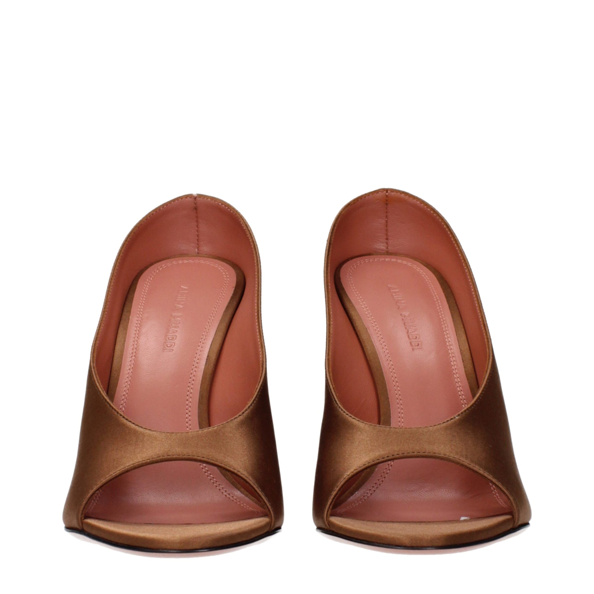Amina Muaddi Brown Satin High Heel Pumps Curated Luxury Accessories by Orvyn