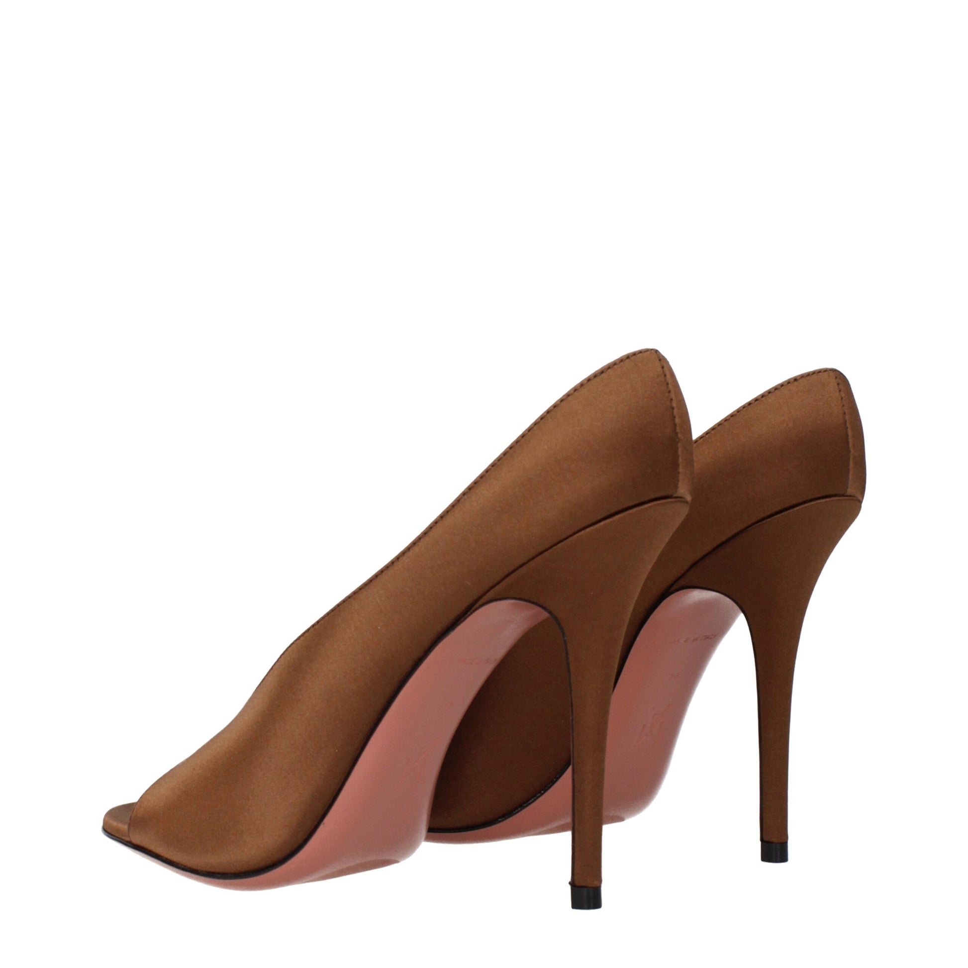 Amina Muaddi Brown Satin High Heel Pumps Curated Luxury Accessories by Orvyn
