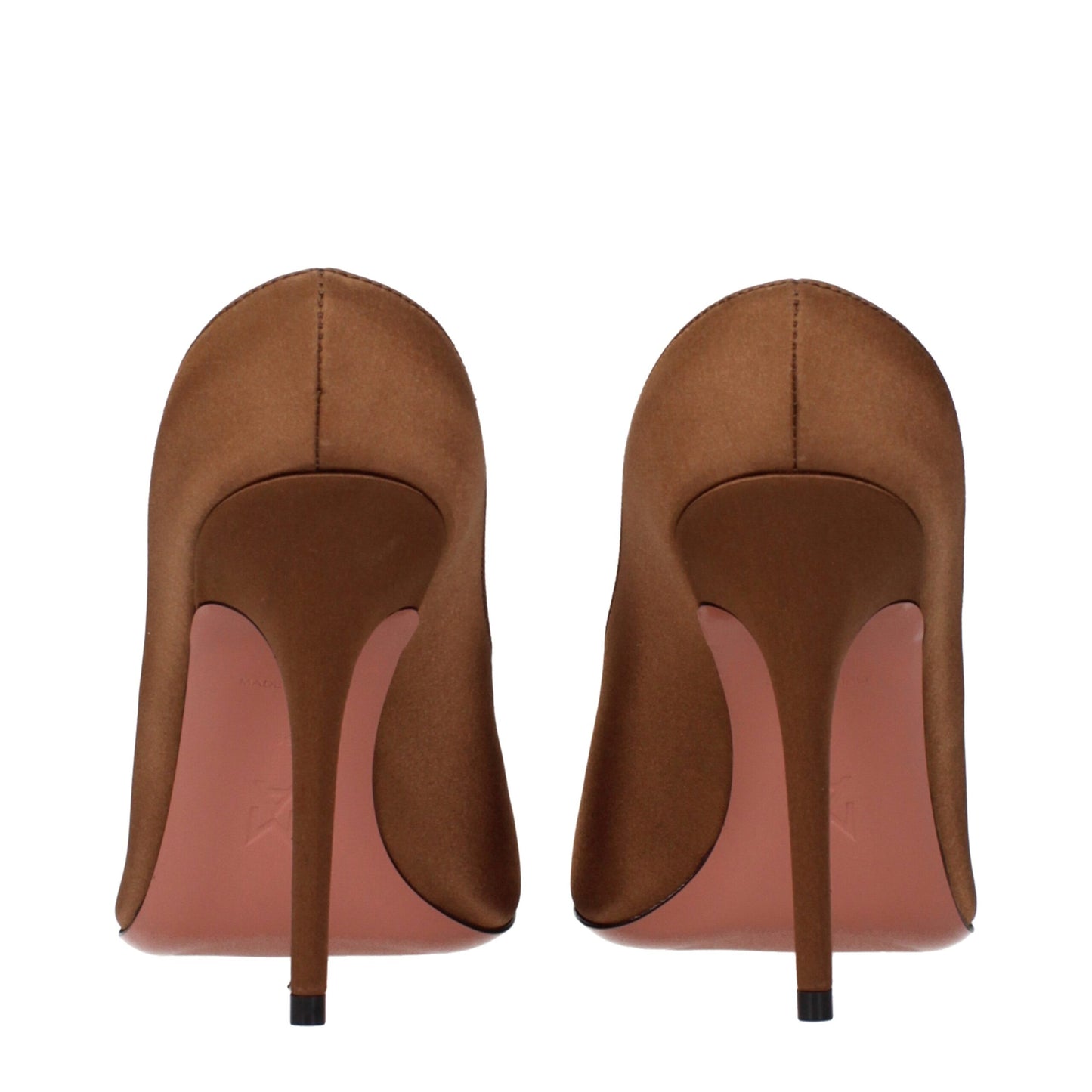 Amina Muaddi Brown Satin High Heel Pumps Curated Luxury Accessories by Orvyn