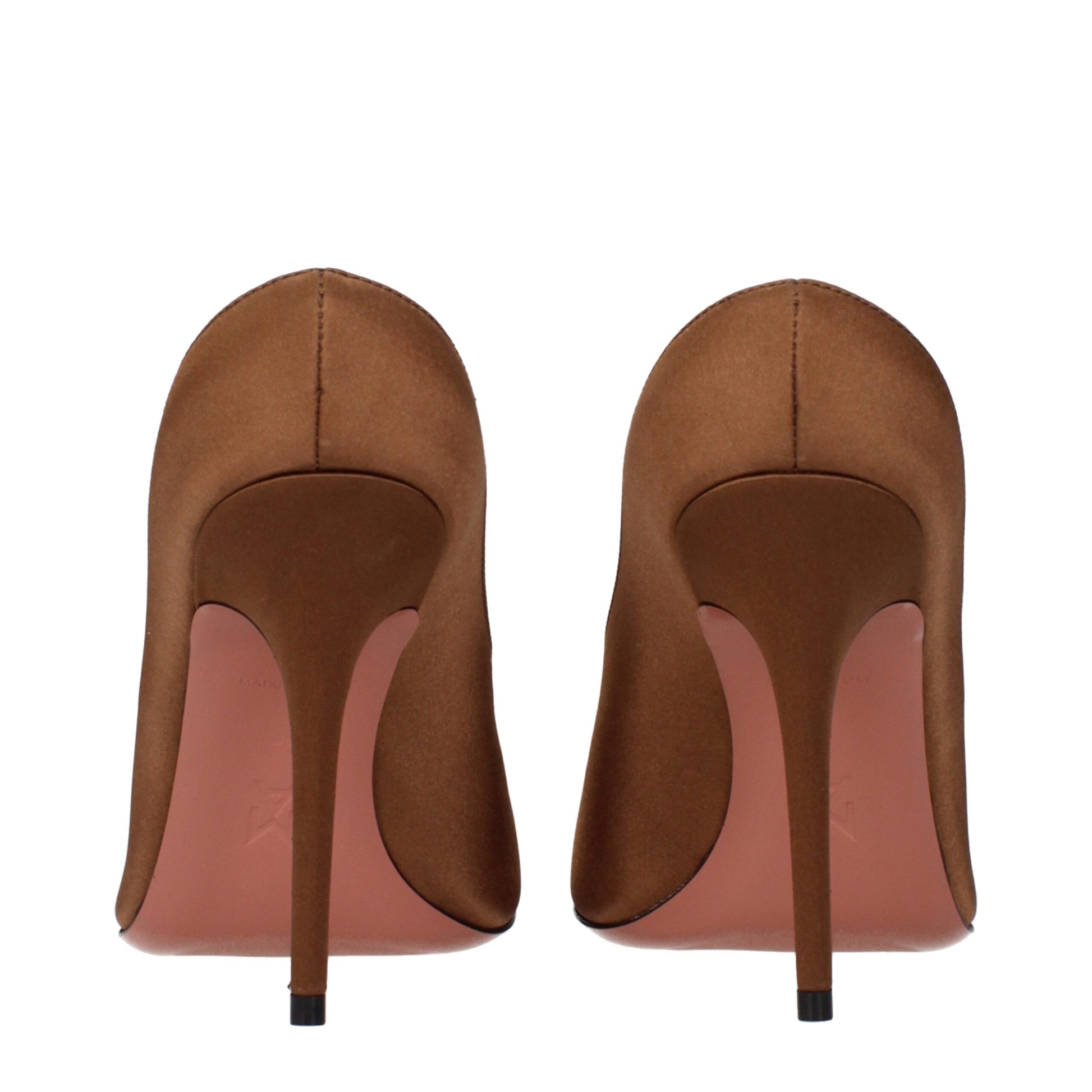Amina Muaddi Brown Satin High Heel Pumps Curated Luxury Accessories by Orvyn