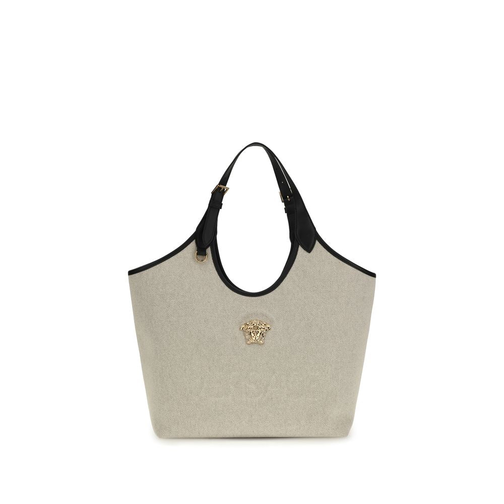 Versace Beige Cotton Shoulder Bag Curated Luxury Accessories by Orvyn