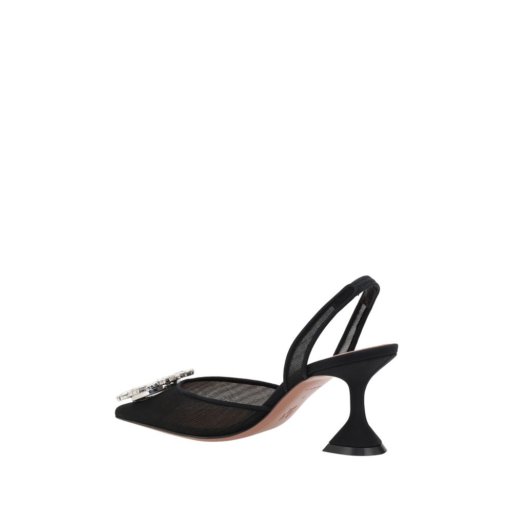 Amina Muaddi Black Nylon Platform Pumps Curated Luxury Accessories by Orvyn