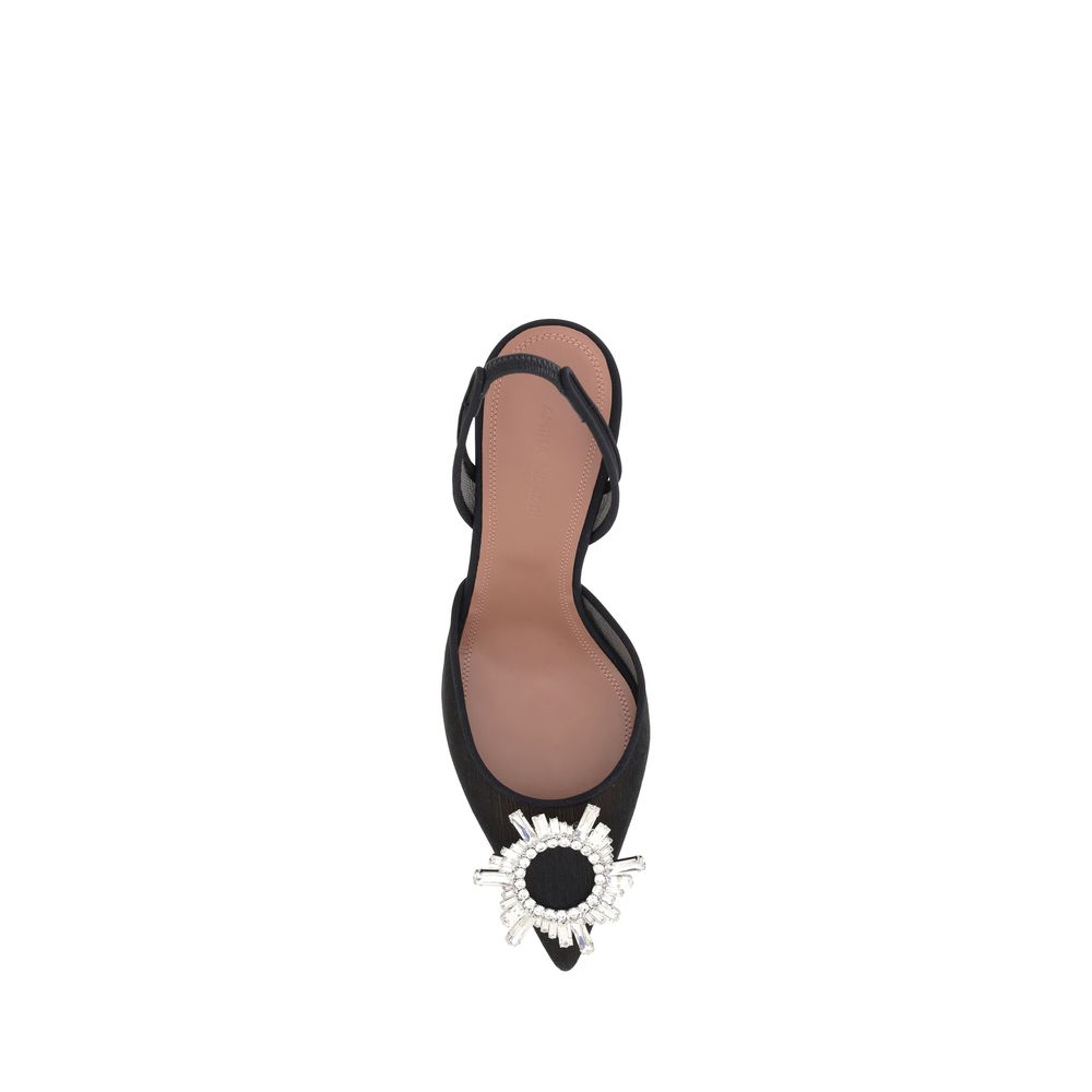 Amina Muaddi Black Nylon Platform Pumps Curated Luxury Accessories by Orvyn
