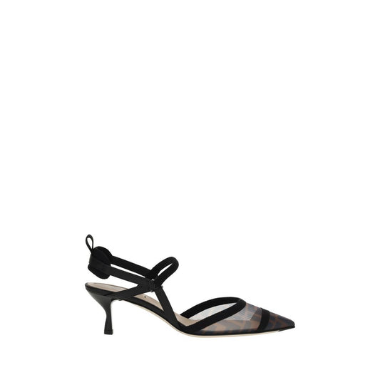 Fendi Black Nylon Mid Heel Pumps Curated Luxury Accessories by Orvyn