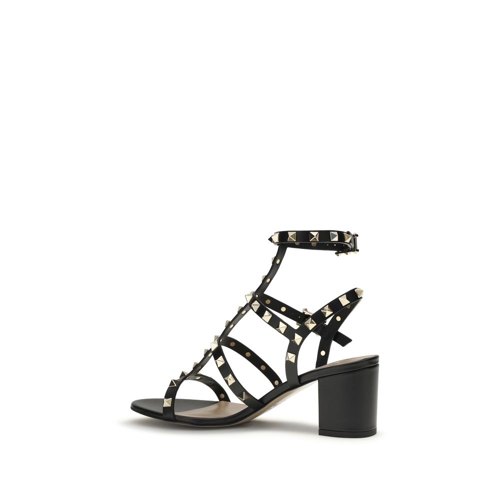 Valentino Garavani Black Calf Leather Bos Taurus Platform Sandals Curated Luxury Accessories by Orvyn