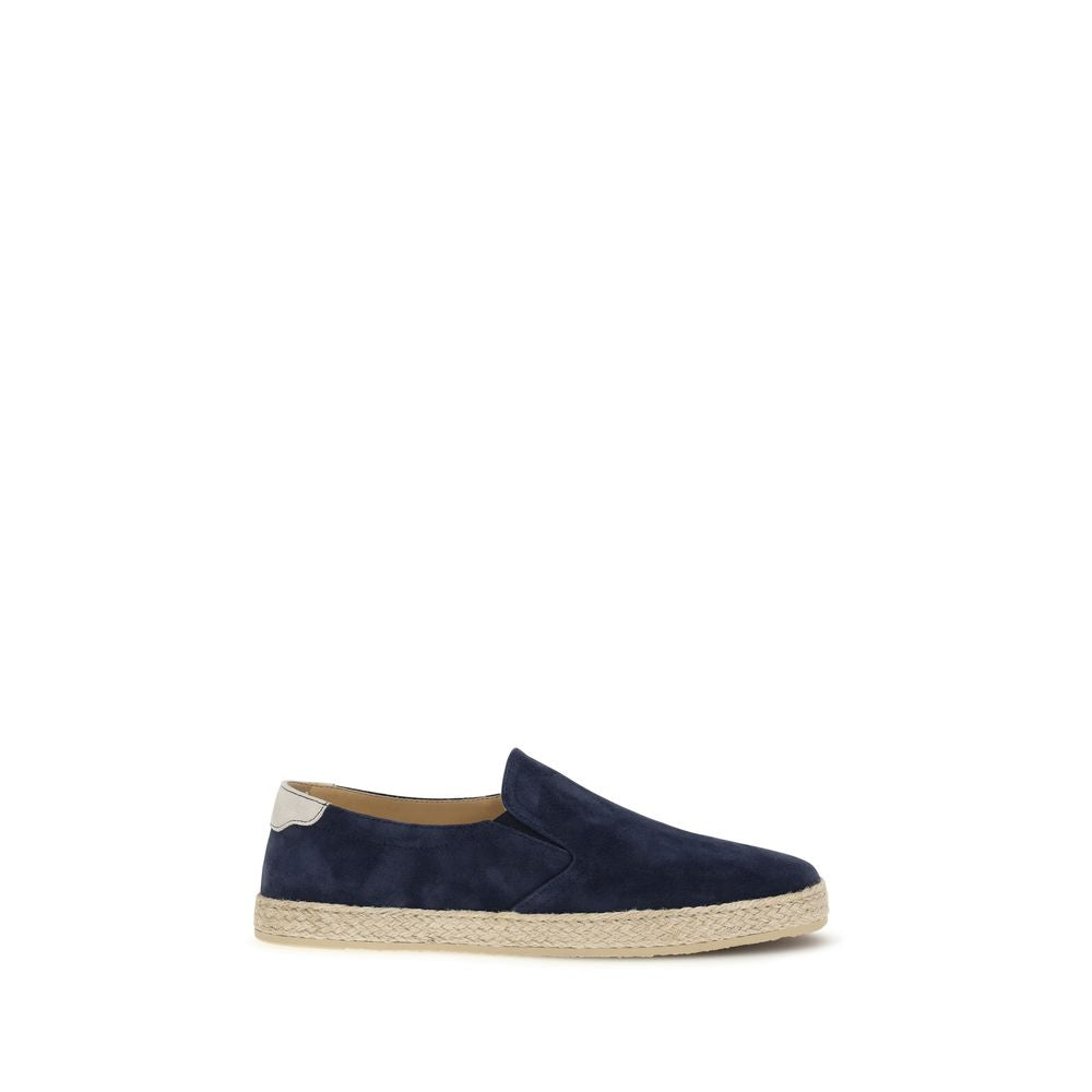 Brunello Cucinelli Blue Calf Leather Bos Taurus Espadrilles Curated Luxury Accessories by Orvyn