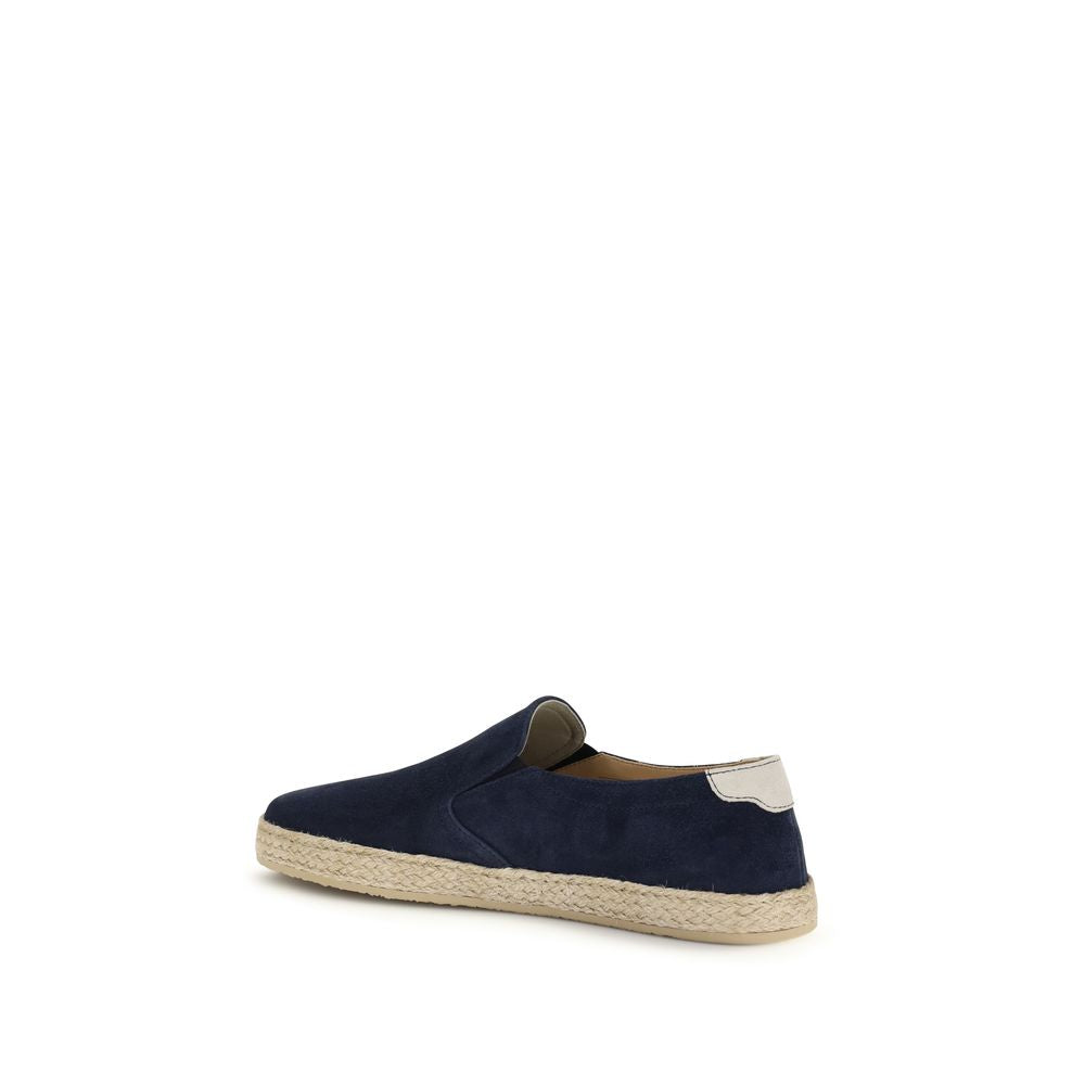 Brunello Cucinelli Blue Calf Leather Bos Taurus Espadrilles Curated Luxury Accessories by Orvyn