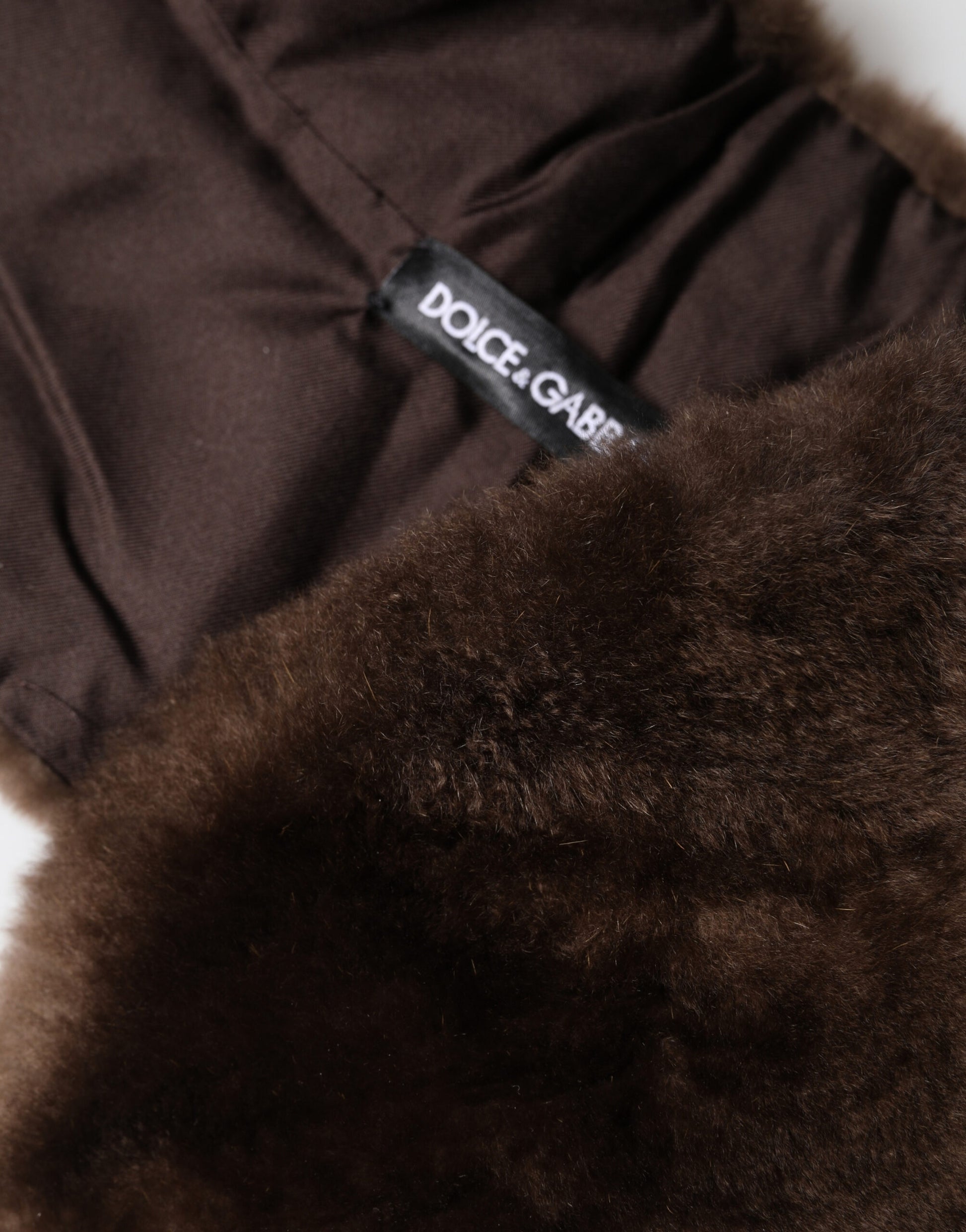 Dolce & Gabbana Brown Fur Shoulder Collar Neck Wrap 60cm x 14cm Scarf Curated Luxury Accessories by Orvyn