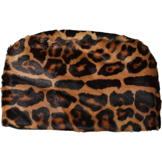 Dolce & Gabbana Brown Leopard Fur Women Bucket Capello Hat Curated Luxury Accessories by Orvyn