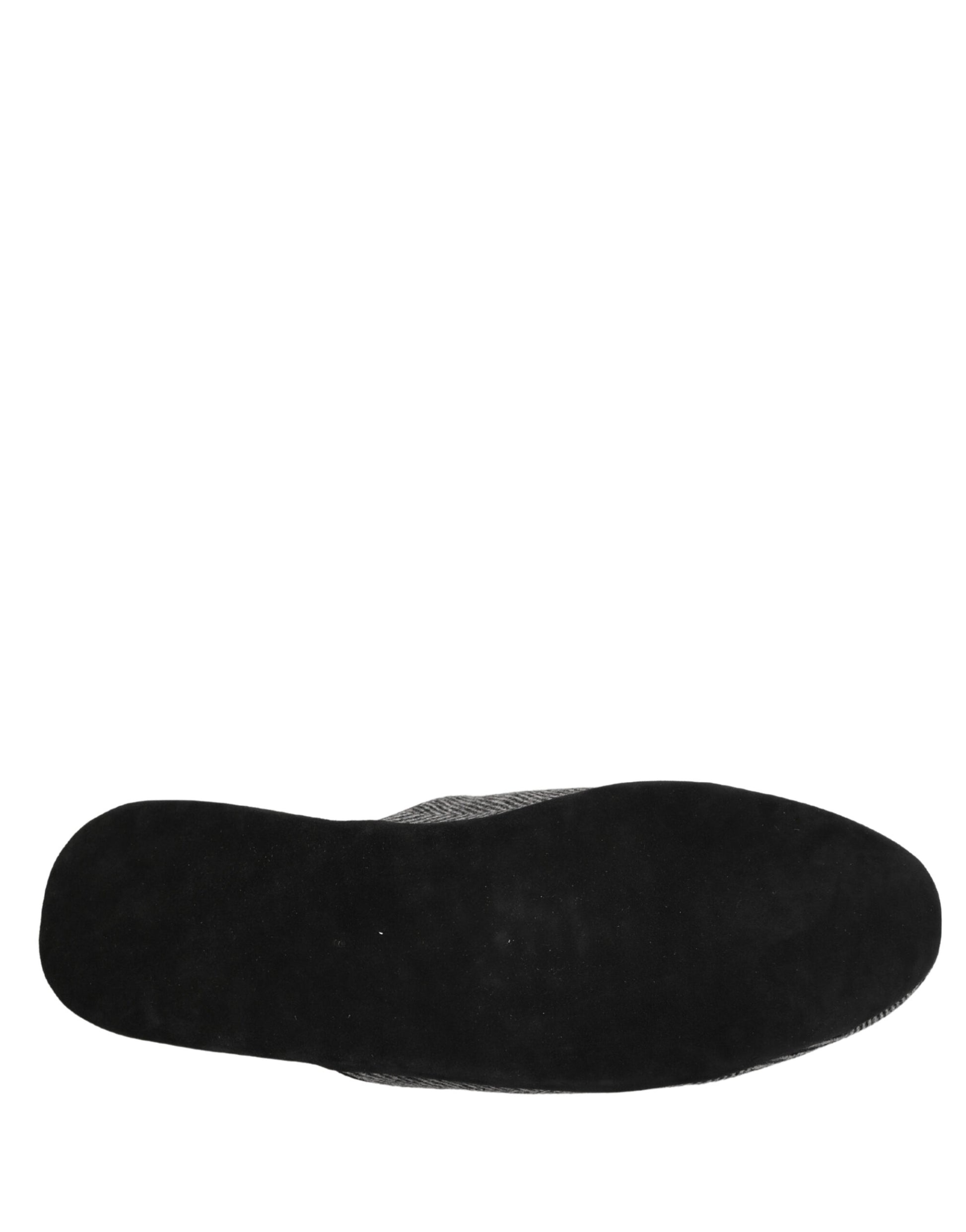 Dolce & Gabbana Grey Herringbone Cashmere Red Slippers Shoes Curated Luxury Accessories by Orvyn