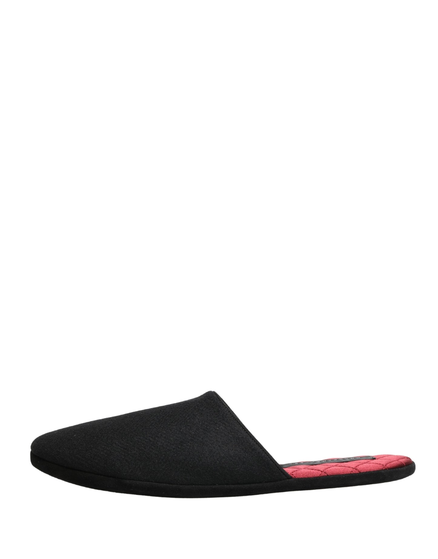 Dolce & Gabbana Black Wool Cashmere Red Quilted Slippers Shoes Curated Luxury Accessories by Orvyn