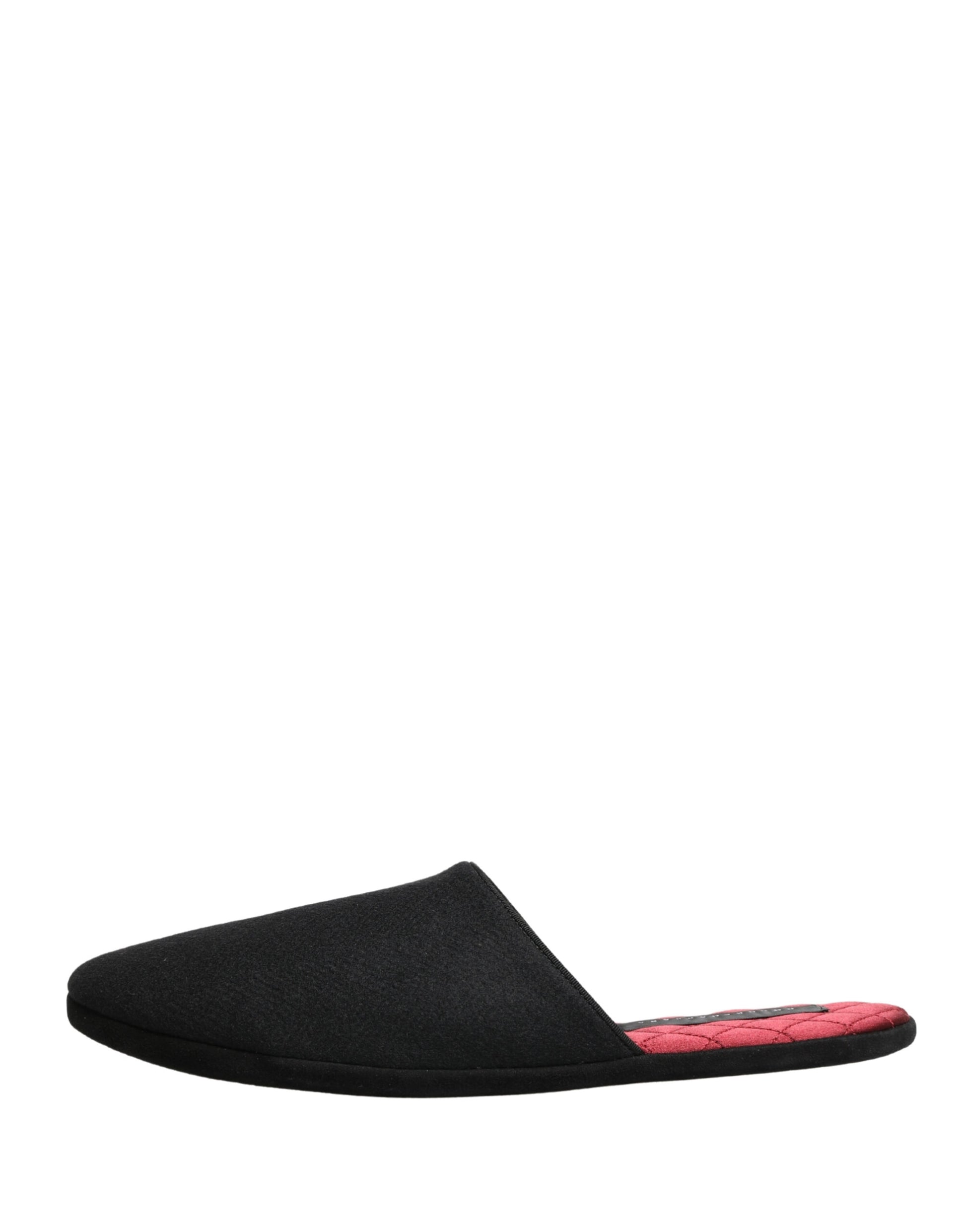 Dolce & Gabbana Black Wool Cashmere Red Quilted Slippers Shoes Curated Luxury Accessories by Orvyn