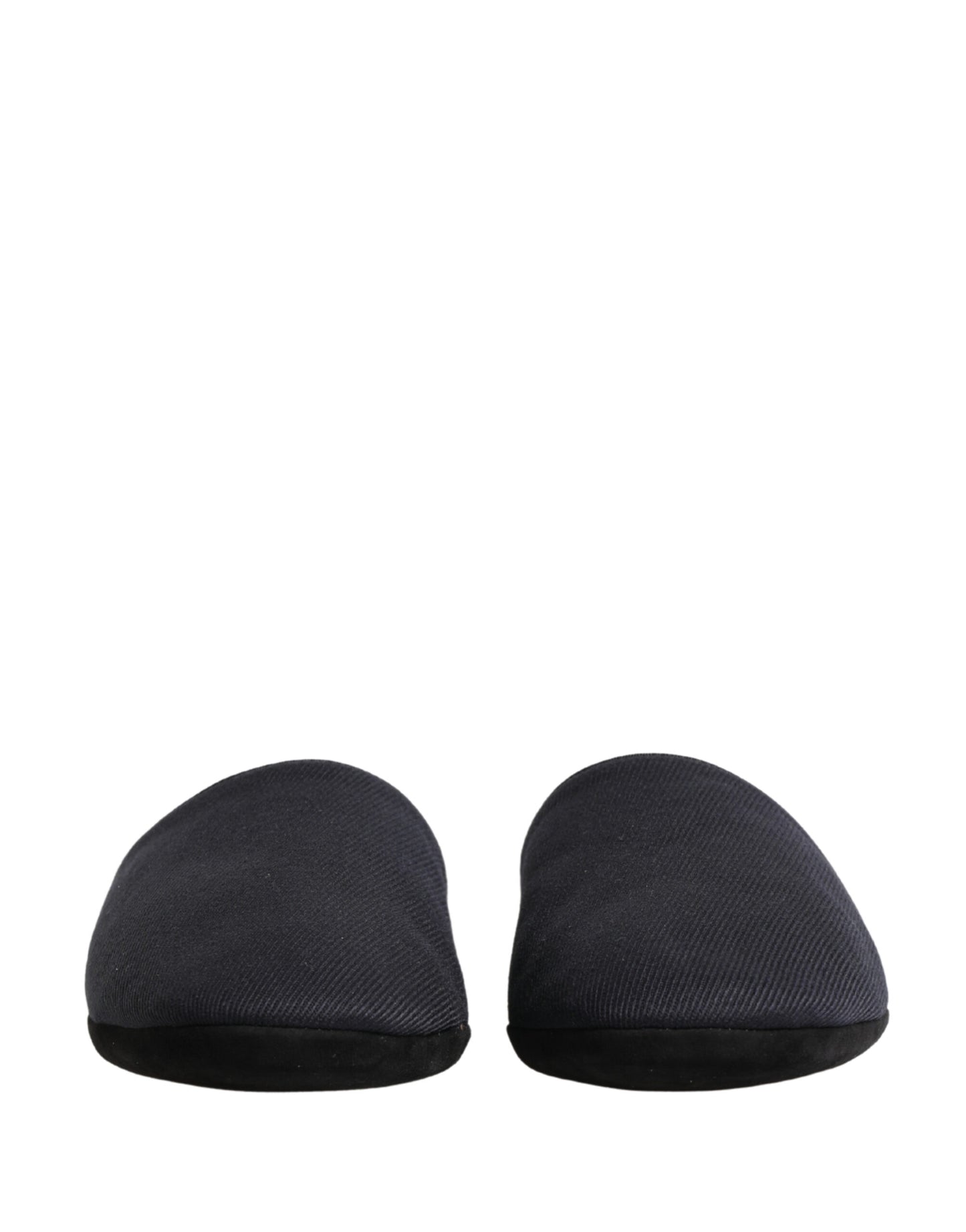 Dolce & Gabbana Dark Navy Wool Cotton Red Chevron Slippers Shoes Curated Luxury Accessories by Orvyn