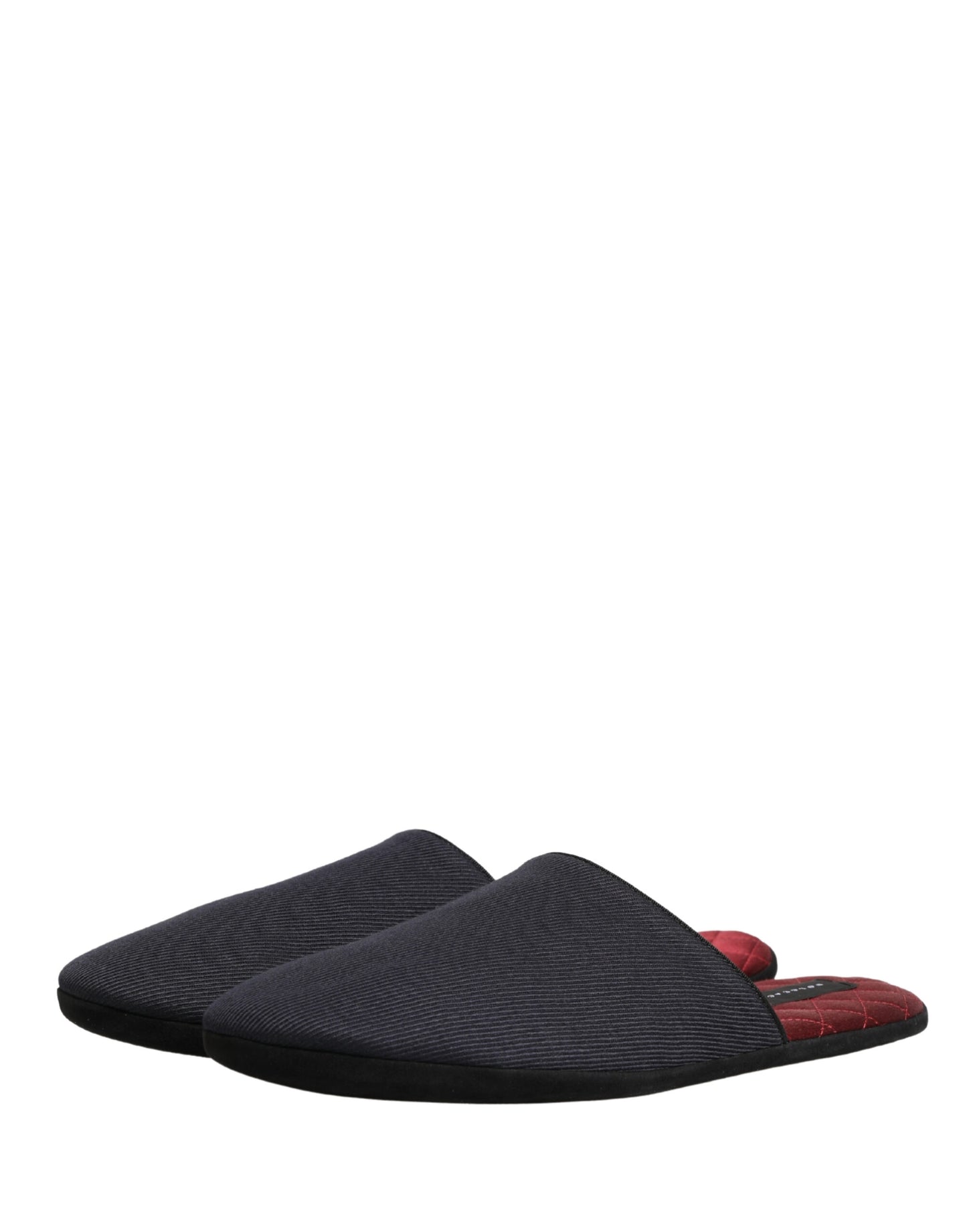 Dolce & Gabbana Dark Navy Wool Cotton Red Chevron Slippers Shoes Curated Luxury Accessories by Orvyn