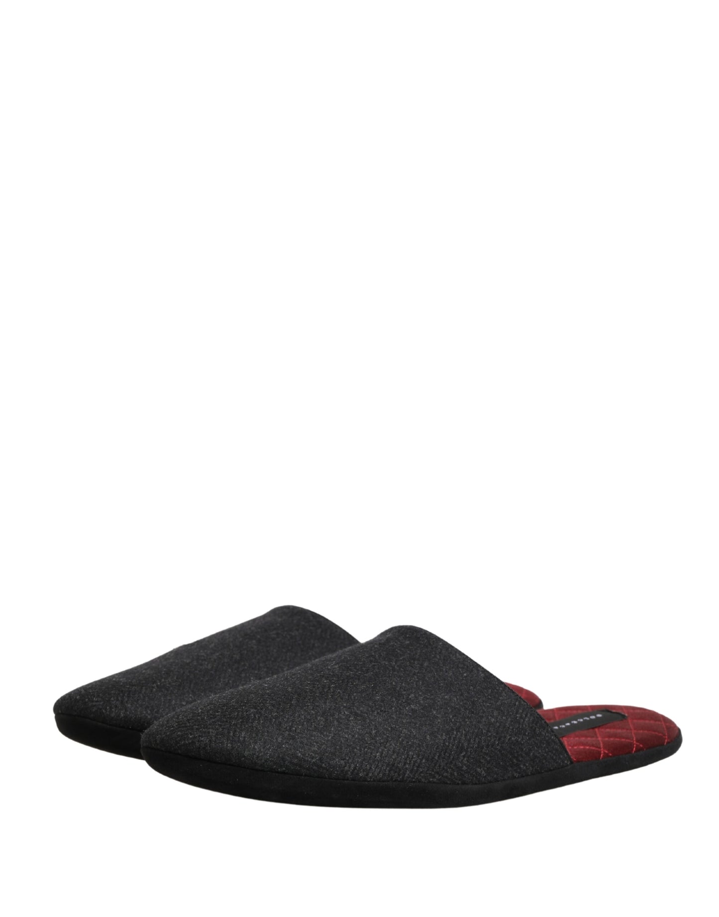 Dolce & Gabbana Anthracite Wool Cashmere Quilted Slippers Shoes Curated Luxury Accessories by Orvyn