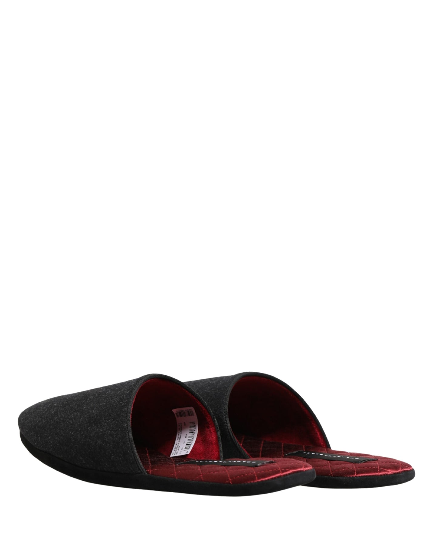 Dolce & Gabbana Anthracite Wool Cashmere Quilted Slippers Shoes Curated Luxury Accessories by Orvyn