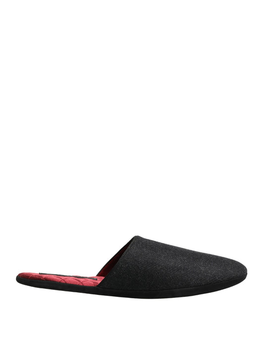 Dolce & Gabbana Anthracite Wool Cashmere Quilted Slippers Shoes Curated Luxury Accessories by Orvyn