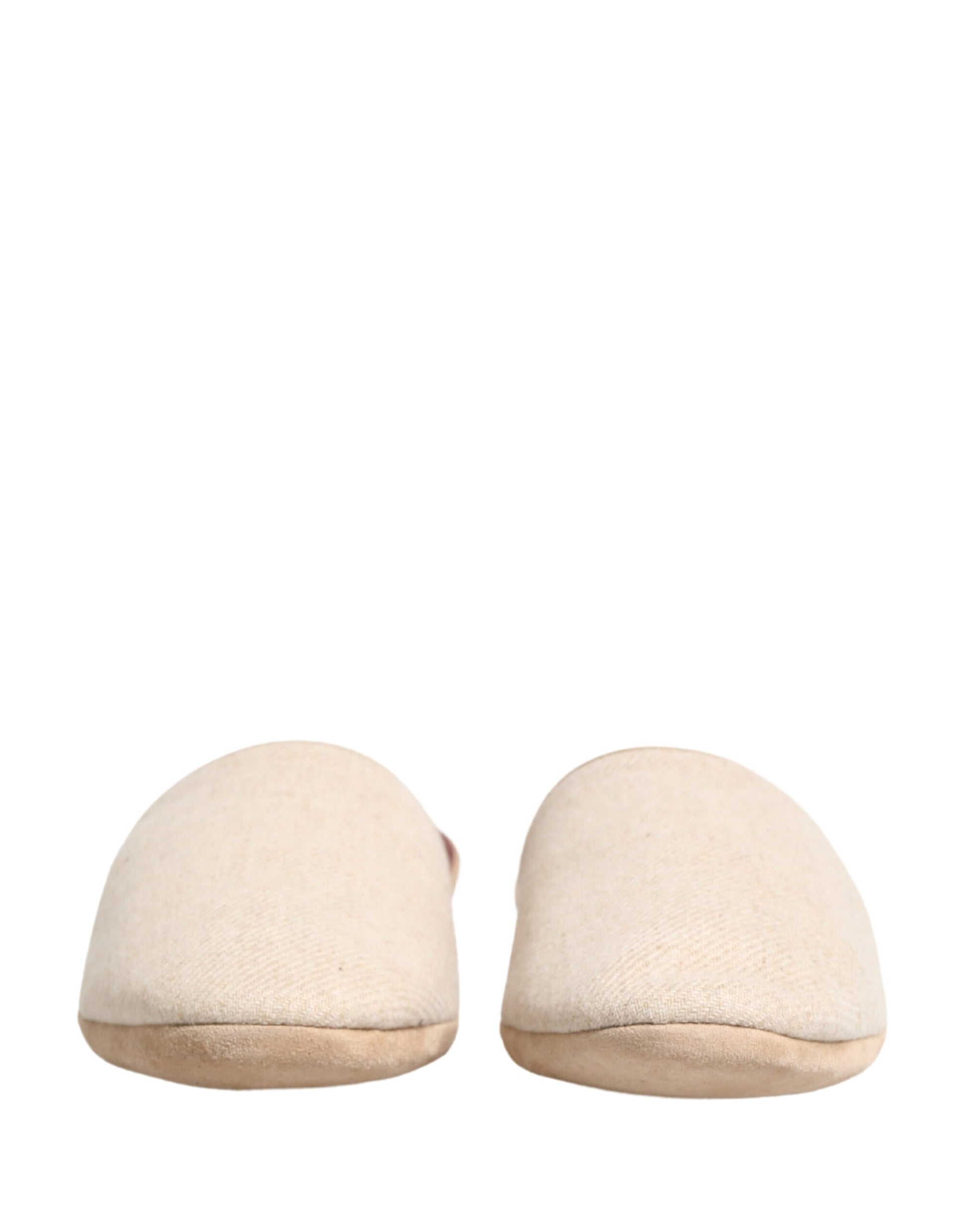 Dolce & Gabbana Beige Shetland Wool Red Quilted Slippers Shoes Curated Luxury Accessories by Orvyn
