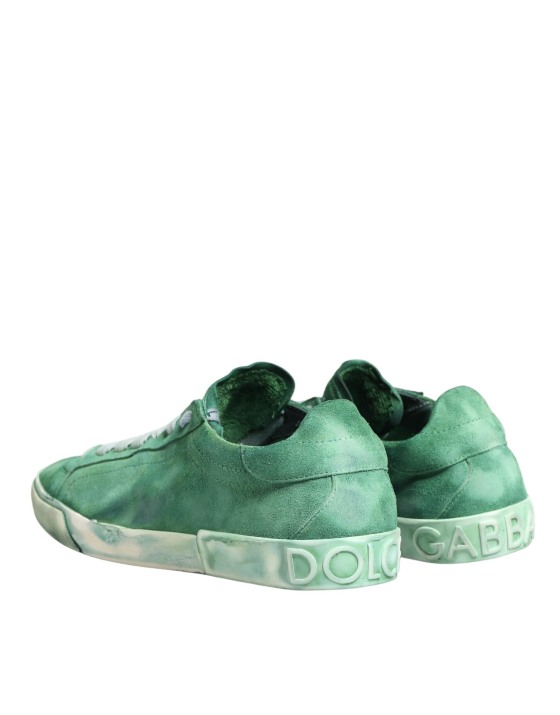 Dolce & Gabbana Green Suade DG Logo Sole Low Top Sneakers Shoes Curated Luxury Accessories by Orvyn