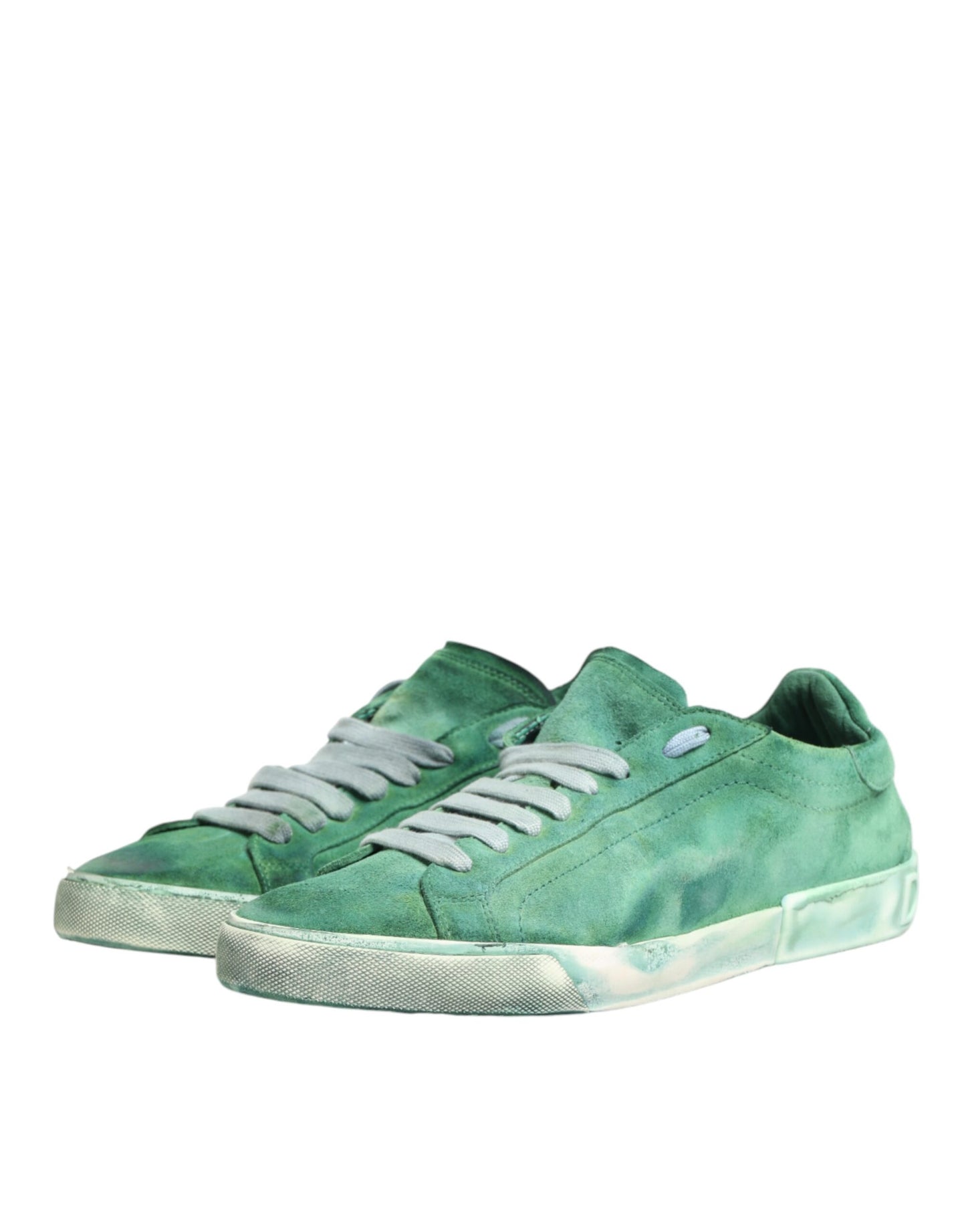 Dolce & Gabbana Green Suade DG Logo Sole Low Top Sneakers Shoes Curated Luxury Accessories by Orvyn