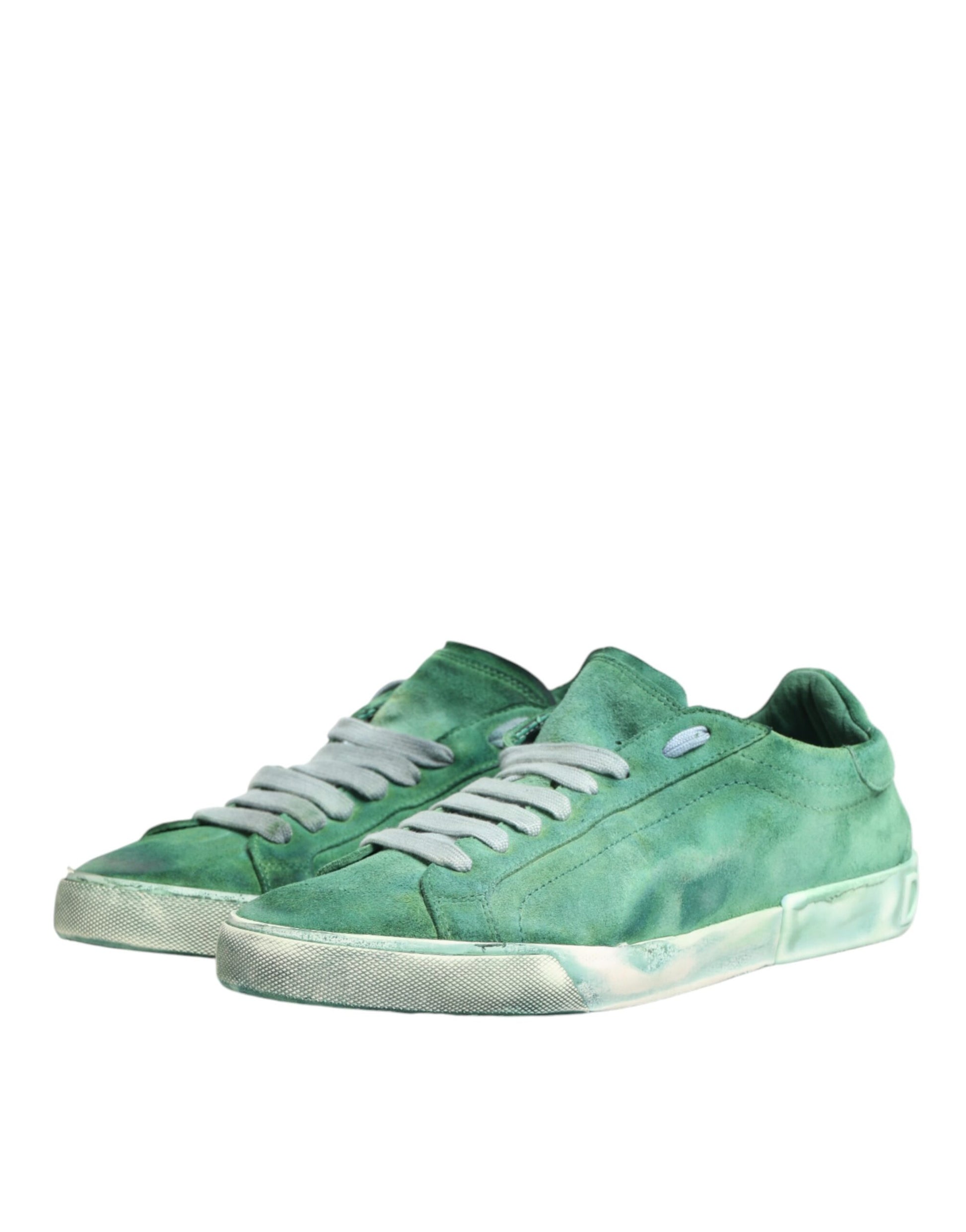 Dolce & Gabbana Green Suade DG Logo Sole Low Top Sneakers Shoes Curated Luxury Accessories by Orvyn