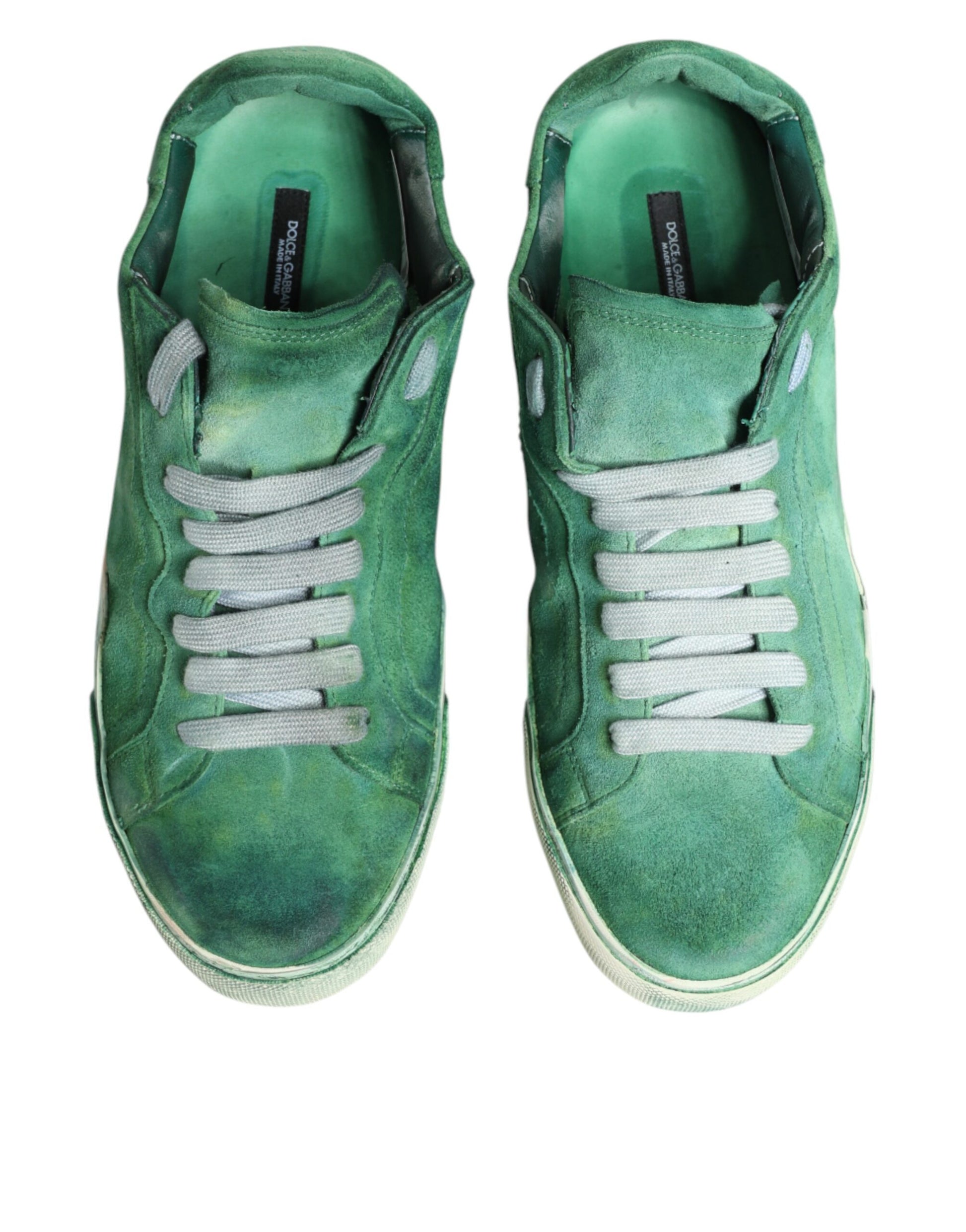 Dolce & Gabbana Green Suade DG Logo Sole Low Top Sneakers Shoes Curated Luxury Accessories by Orvyn