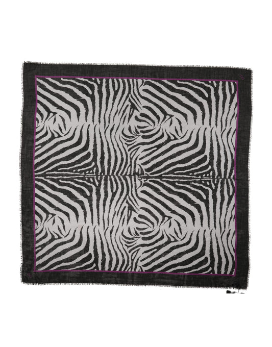 Dolce & Gabbana White Black Zebra Pattern Shawl 255cm x 132cm Men Scarf Curated Luxury Accessories by Orvyn
