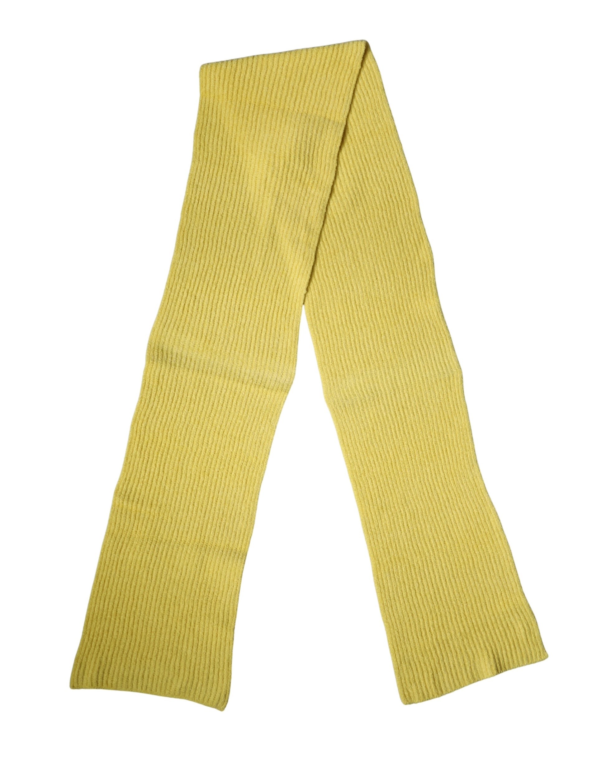 Dolce & Gabbana Yellow Cotton Knitted Neck Foulard 270cm x 31cm Men Scarf Curated Luxury Accessories by Orvyn