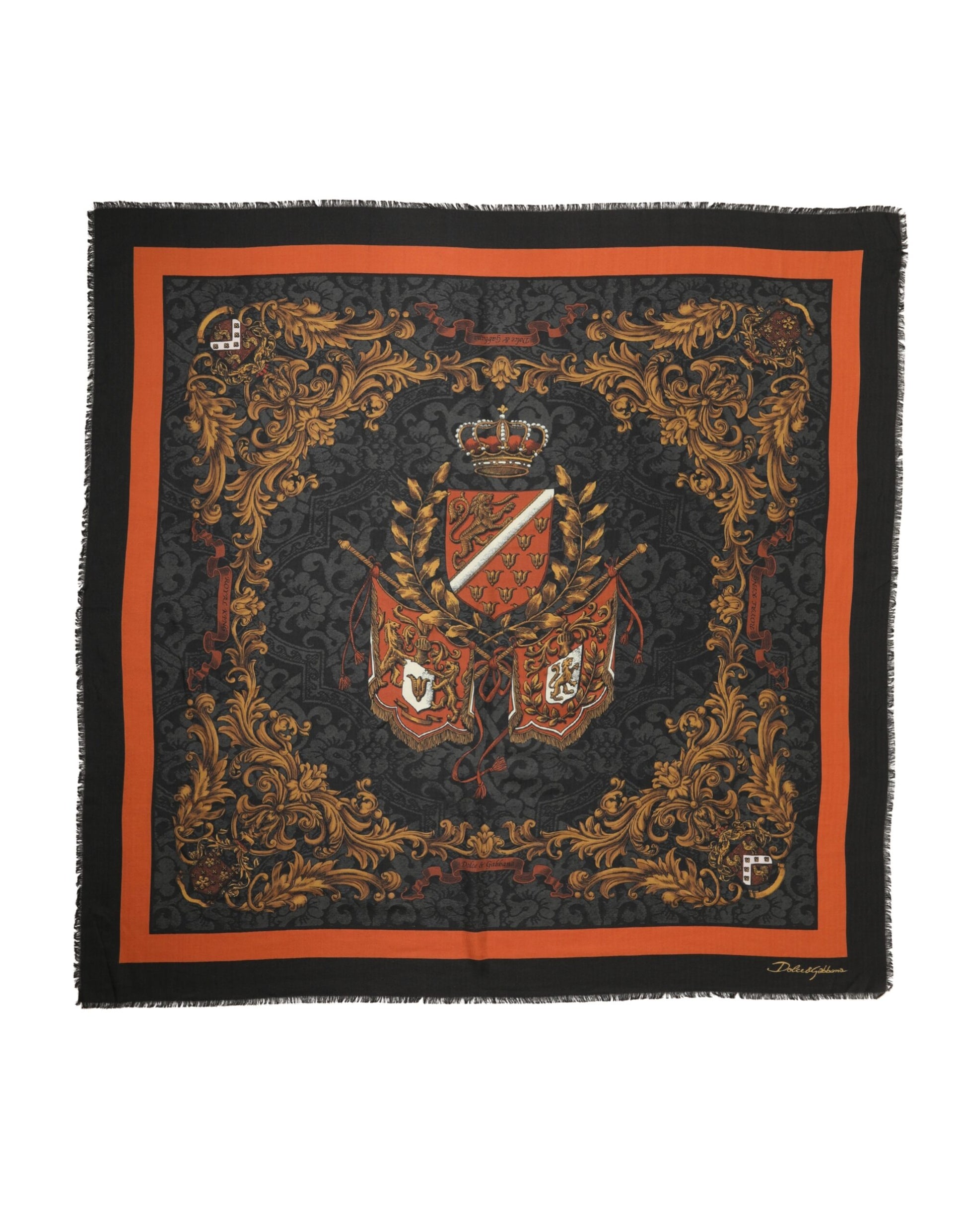 Dolce & Gabbana Multicolor Crest Print Cashmere 272cm x 132cm Men Scarf Curated Luxury Accessories by Orvyn
