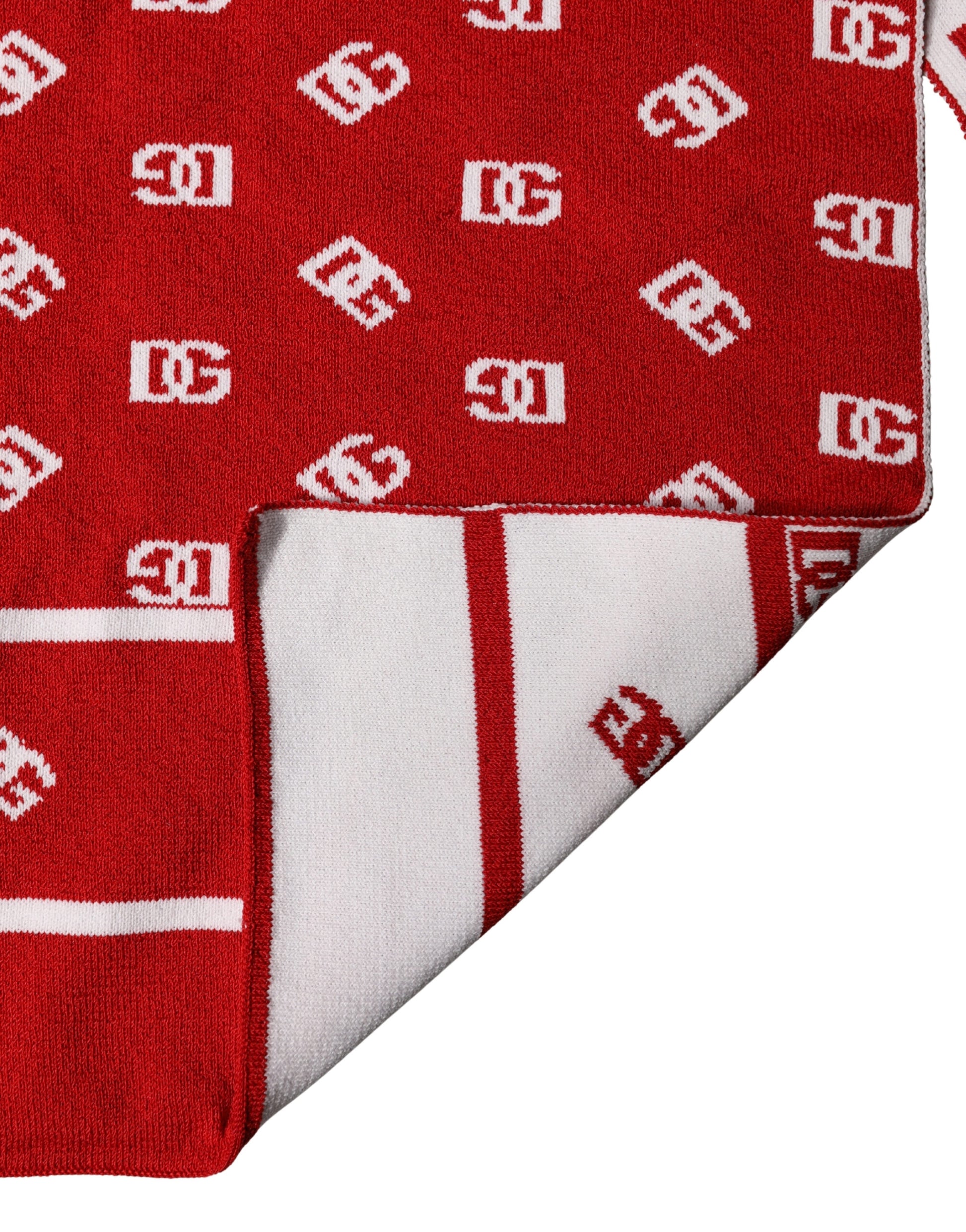 Dolce & Gabbana Red White Logo Print Foulard 201cm x 40.5cm Men Scarf Curated Luxury Accessories by Orvyn