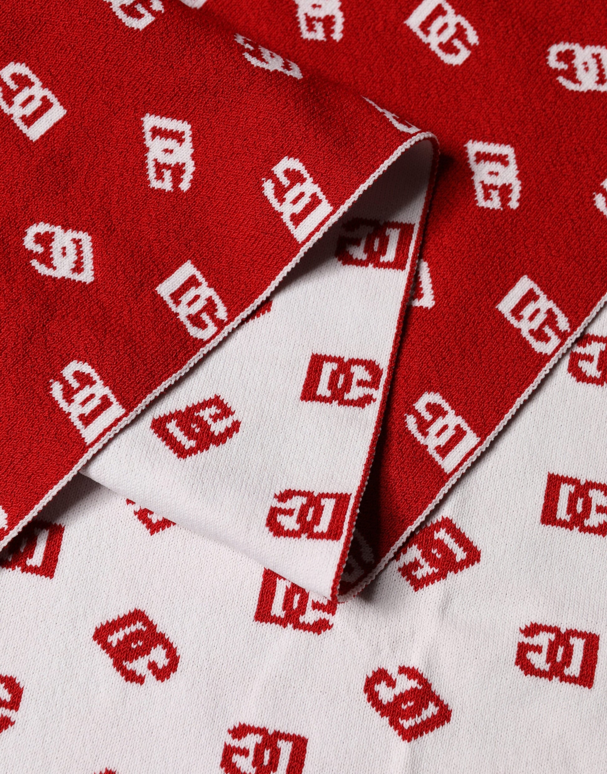 Dolce & Gabbana Red White Logo Print Foulard 201cm x 40.5cm Men Scarf Curated Luxury Accessories by Orvyn