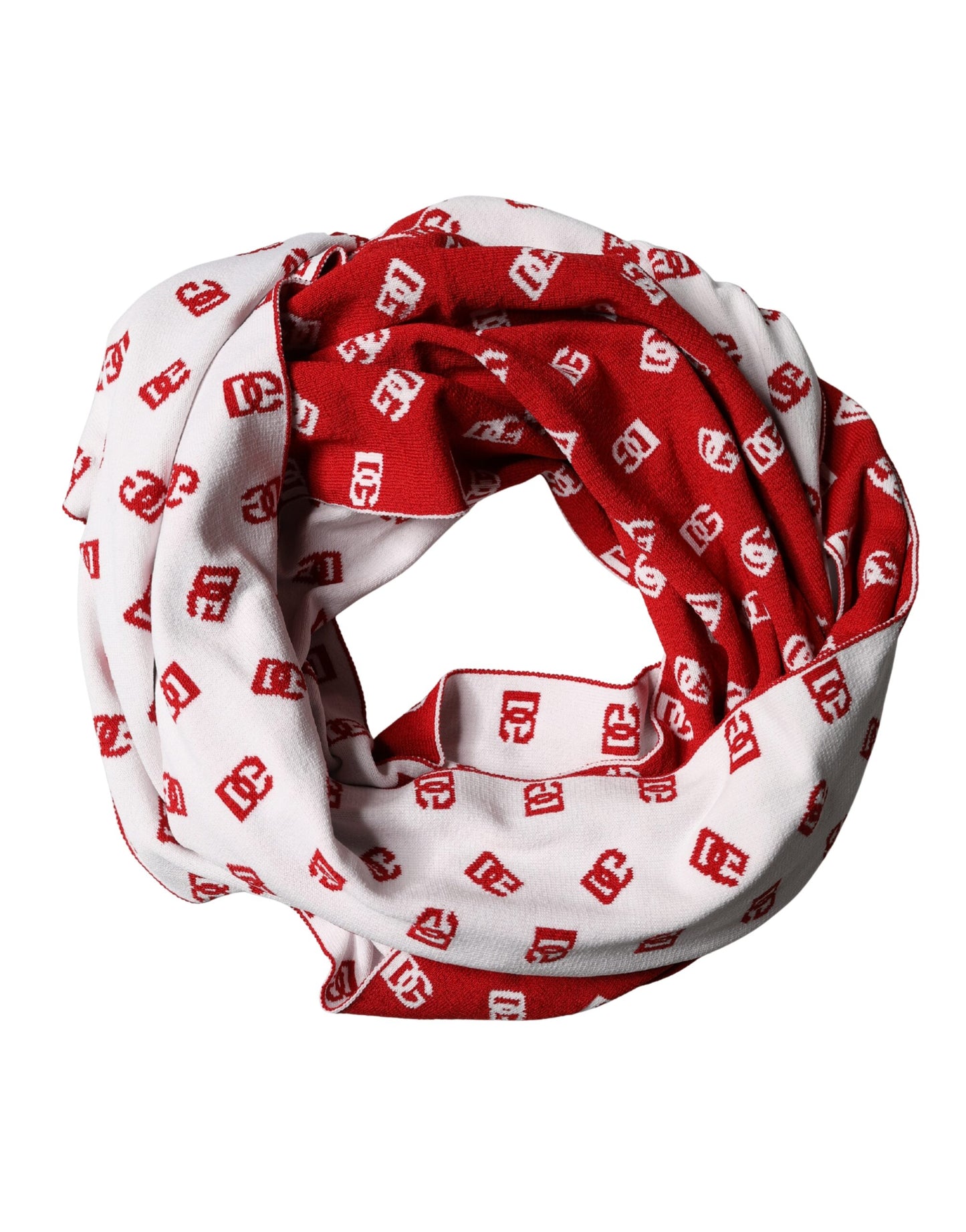 Dolce & Gabbana Red White Logo Print Foulard 201cm x 40.5cm Men Scarf Curated Luxury Accessories by Orvyn