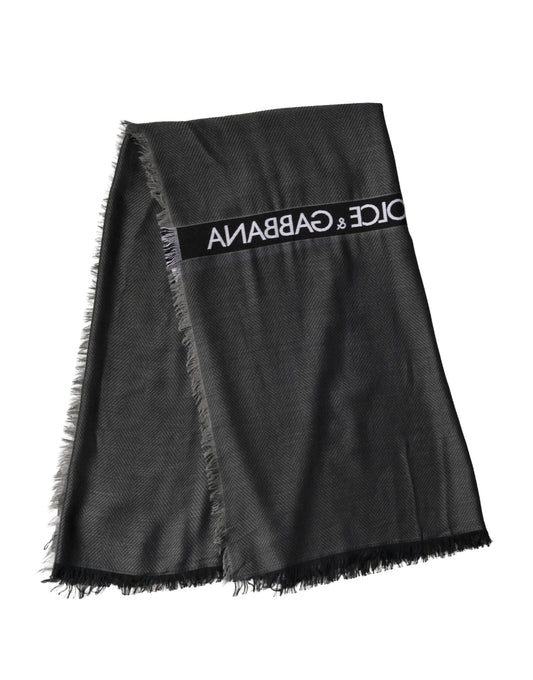 Dolce & Gabbana Black Modal Warmer Shawl Fringes 140cm x 134cm Men Scarf Curated Luxury Accessories by Orvyn