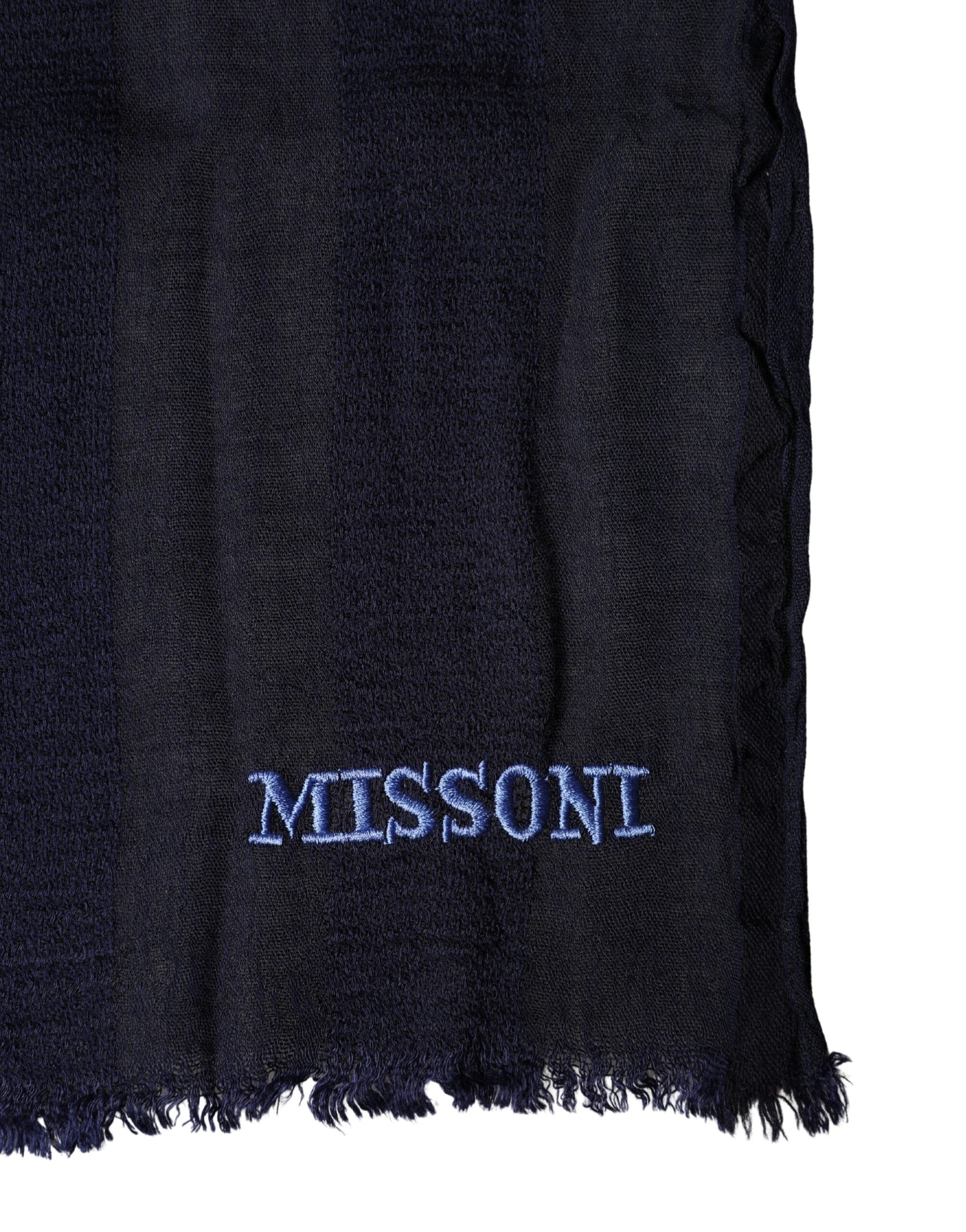 Dolce & Gabbana Dark Blue Wool Knit Unisex Wrap Fringe Shawl 170cm x 60cm Scarf Curated Luxury Accessories by Orvyn