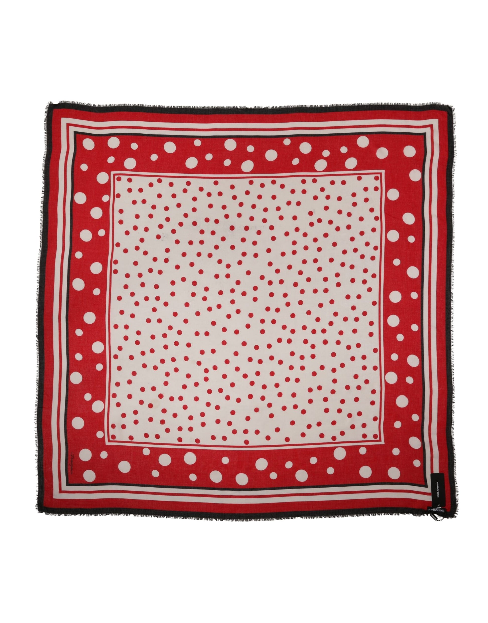 Dolce & Gabbana Red Polka Dot Print Square Stole 130cm x 130cm Scarf Curated Luxury Accessories by Orvyn