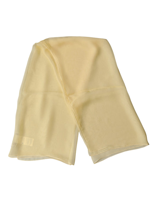 Dolce & Gabbana Light Yellow Silk Wrap Shawl Foulard 100cm x 99cm Scarf Curated Luxury Accessories by Orvyn