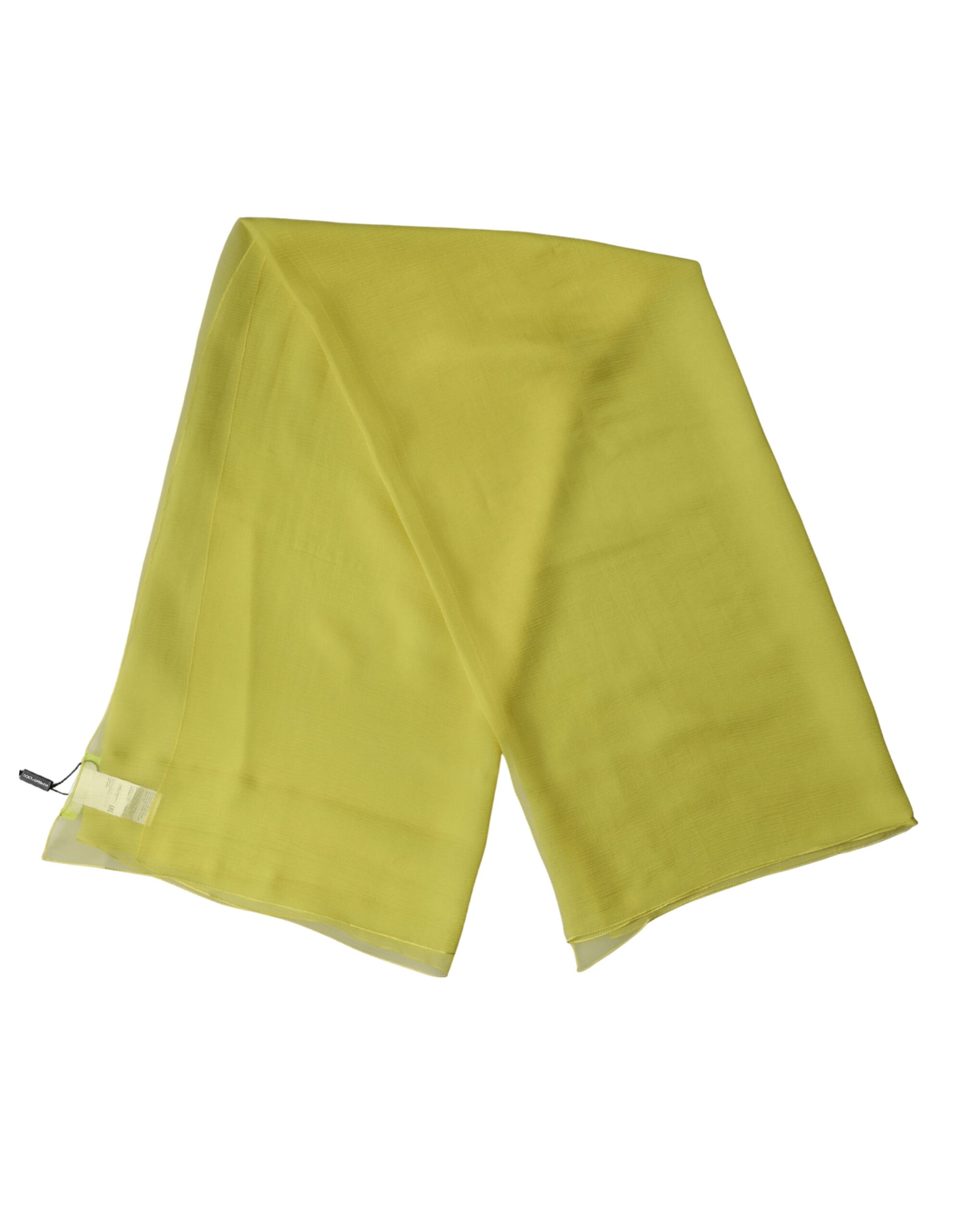 Dolce & Gabbana Yellow Silk Neck Wrap Shawl Foulard 120cm x 117cm Scarf Curated Luxury Accessories by Orvyn