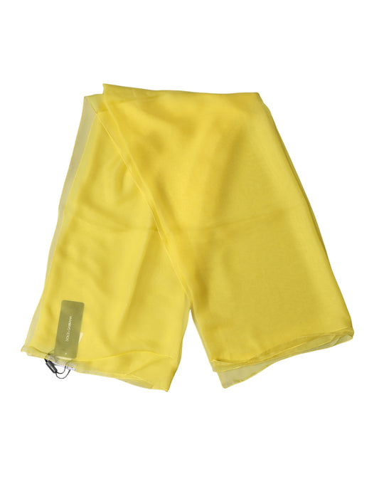 Dolce & Gabbana Yellow Silk Neck Wrap Shawl Foulard 133cm x 130cm Scarf Curated Luxury Accessories by Orvyn