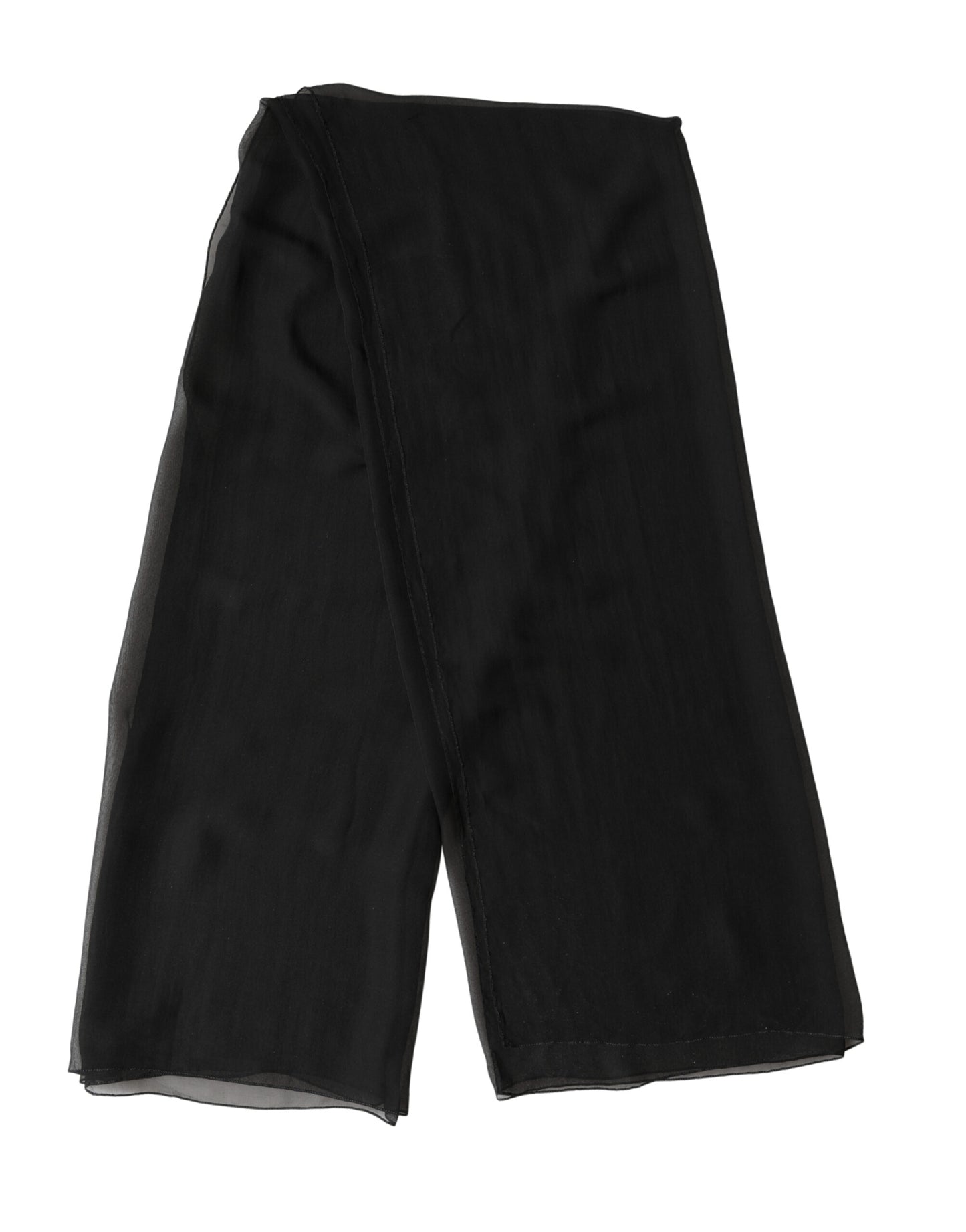 Dolce & Gabbana Black Silk Neck Wrap Shawl Stole 167cm x 126cm Scarf Curated Luxury Accessories by Orvyn