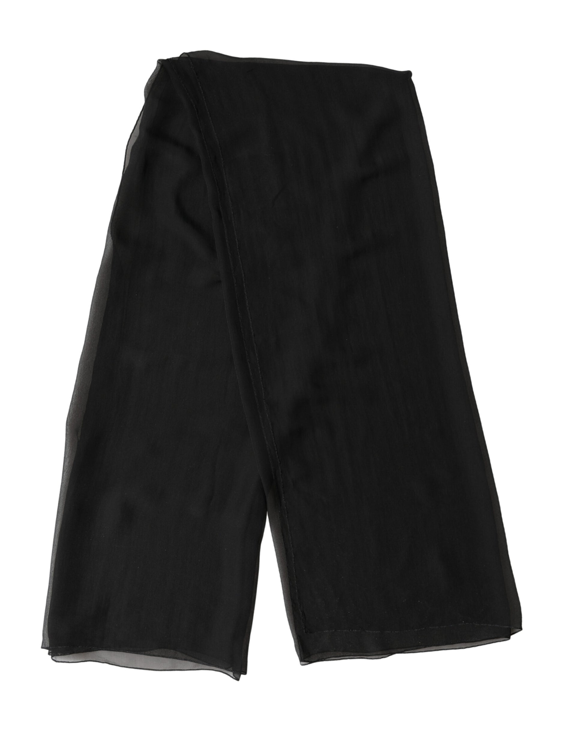 Dolce & Gabbana Black Silk Neck Wrap Shawl Stole 167cm x 126cm Scarf Curated Luxury Accessories by Orvyn