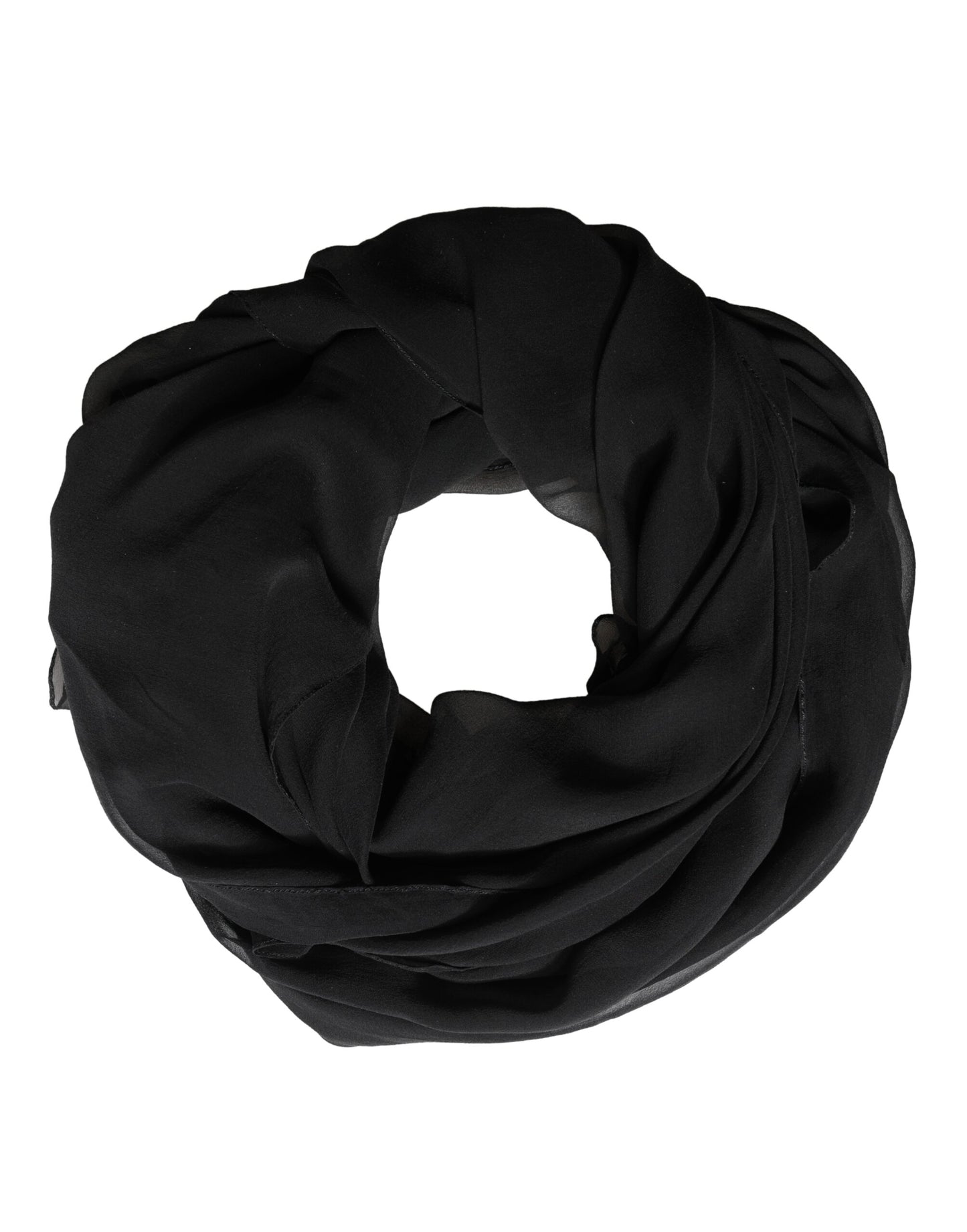 Dolce & Gabbana Black Silk Neck Wrap Shawl Stole 167cm x 126cm Scarf Curated Luxury Accessories by Orvyn