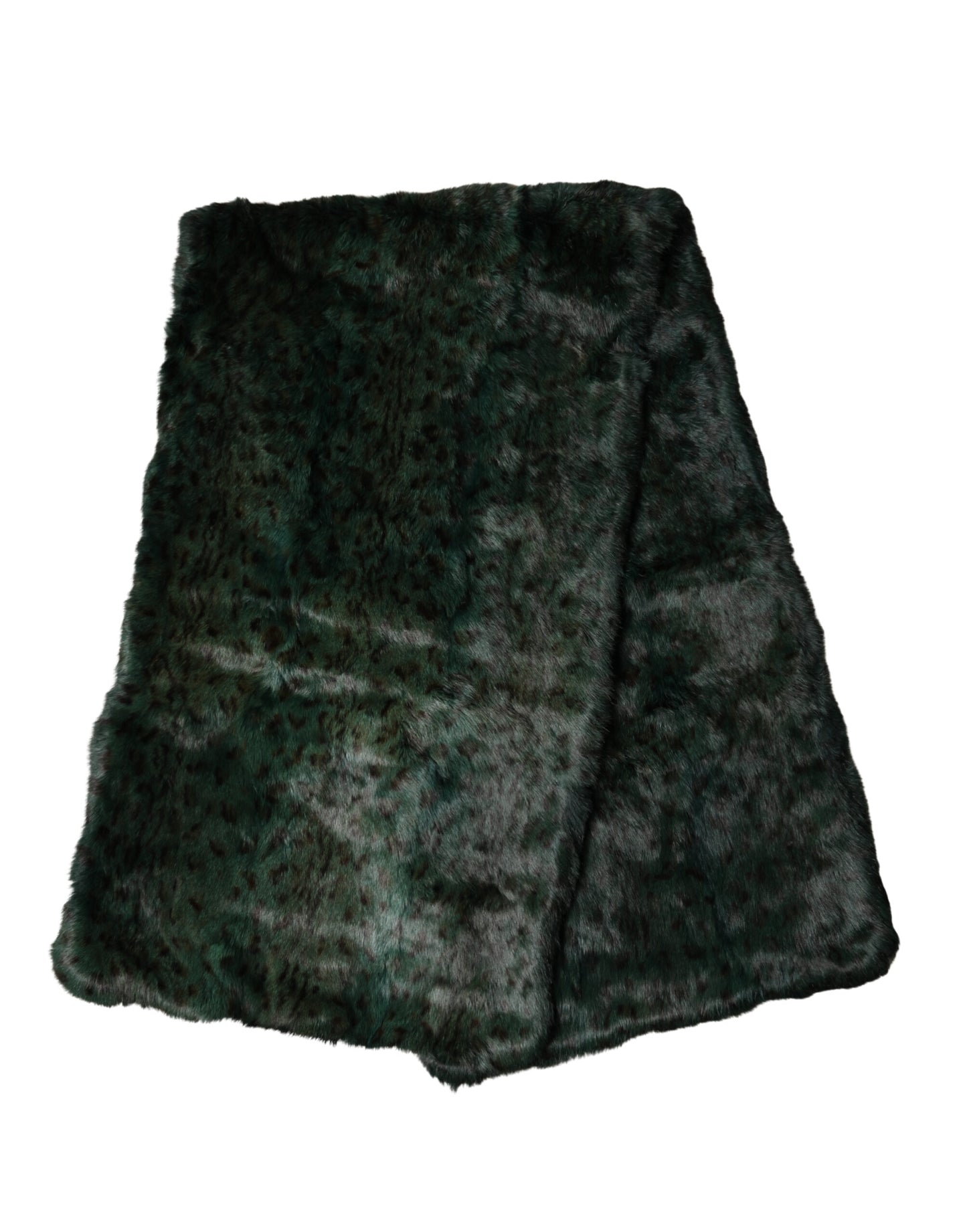 Dolce & Gabbana Black Green Stripe Fur Shawl Neck Wrap 180cm x49cm Scarf Curated Luxury Accessories by Orvyn