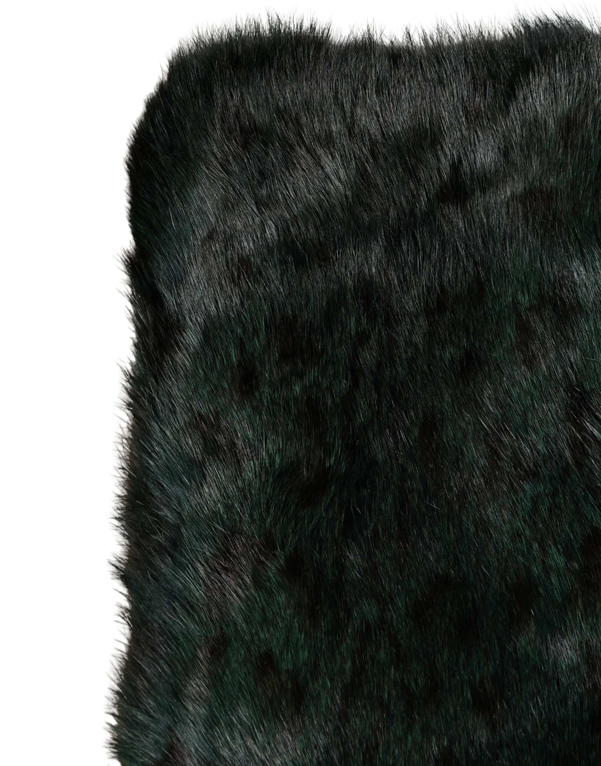 Dolce & Gabbana Black Green Stripe Fur Shawl Neck Wrap 180cm x49cm Scarf Curated Luxury Accessories by Orvyn