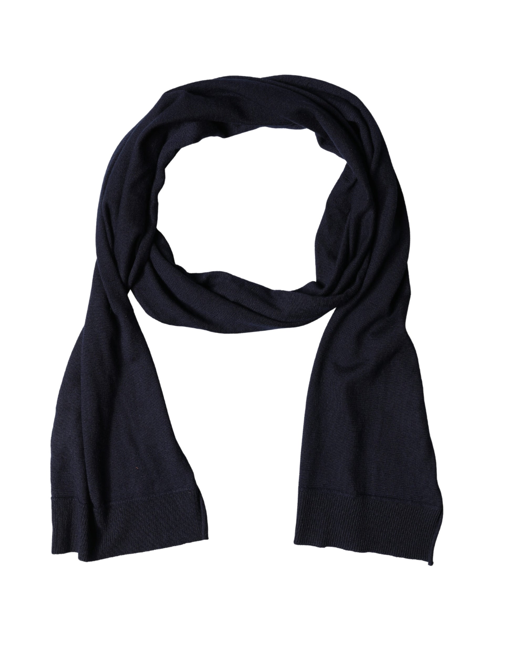 Dolce & Gabbana Black Wool Knitted Shawl Neck Wrap 200cm x 25cm Scarf Curated Luxury Accessories by Orvyn