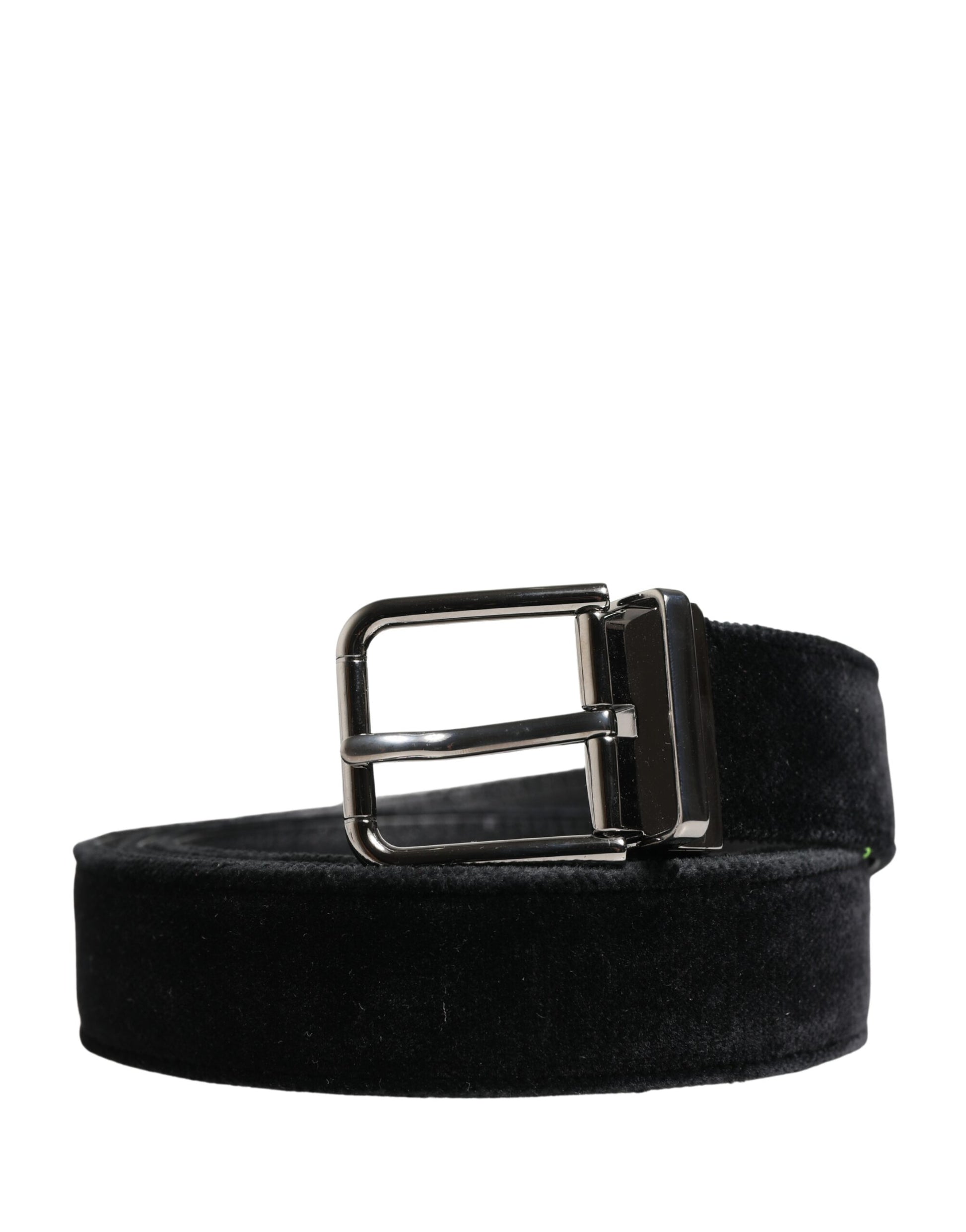 Dolce & Gabbana Black Suede Silver Tone Metal Buckle Men Belt Curated Luxury Accessories by Orvyn