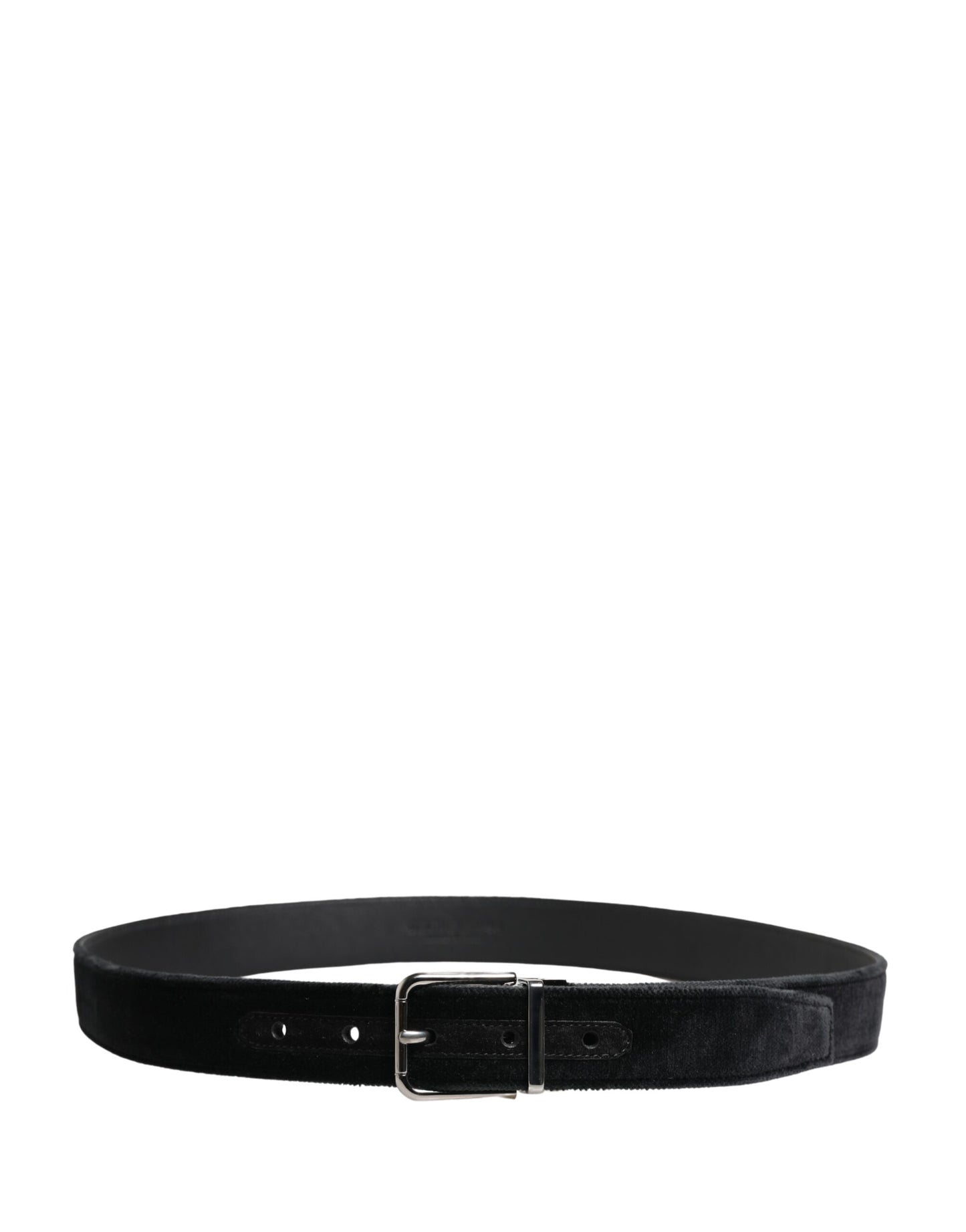 Dolce & Gabbana Black Suede Silver Tone Metal Buckle Men Belt Curated Luxury Accessories by Orvyn